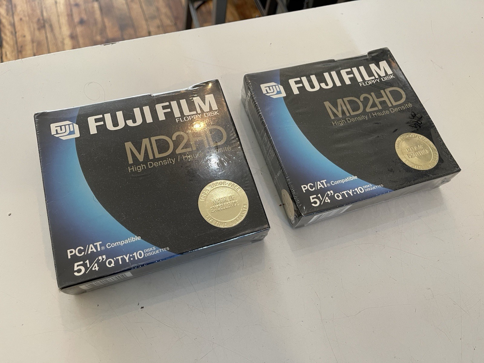2x New SEALED Fuji Film Floppy Disk MD2HD 10-Pack 5.25” PC/AT Compatible