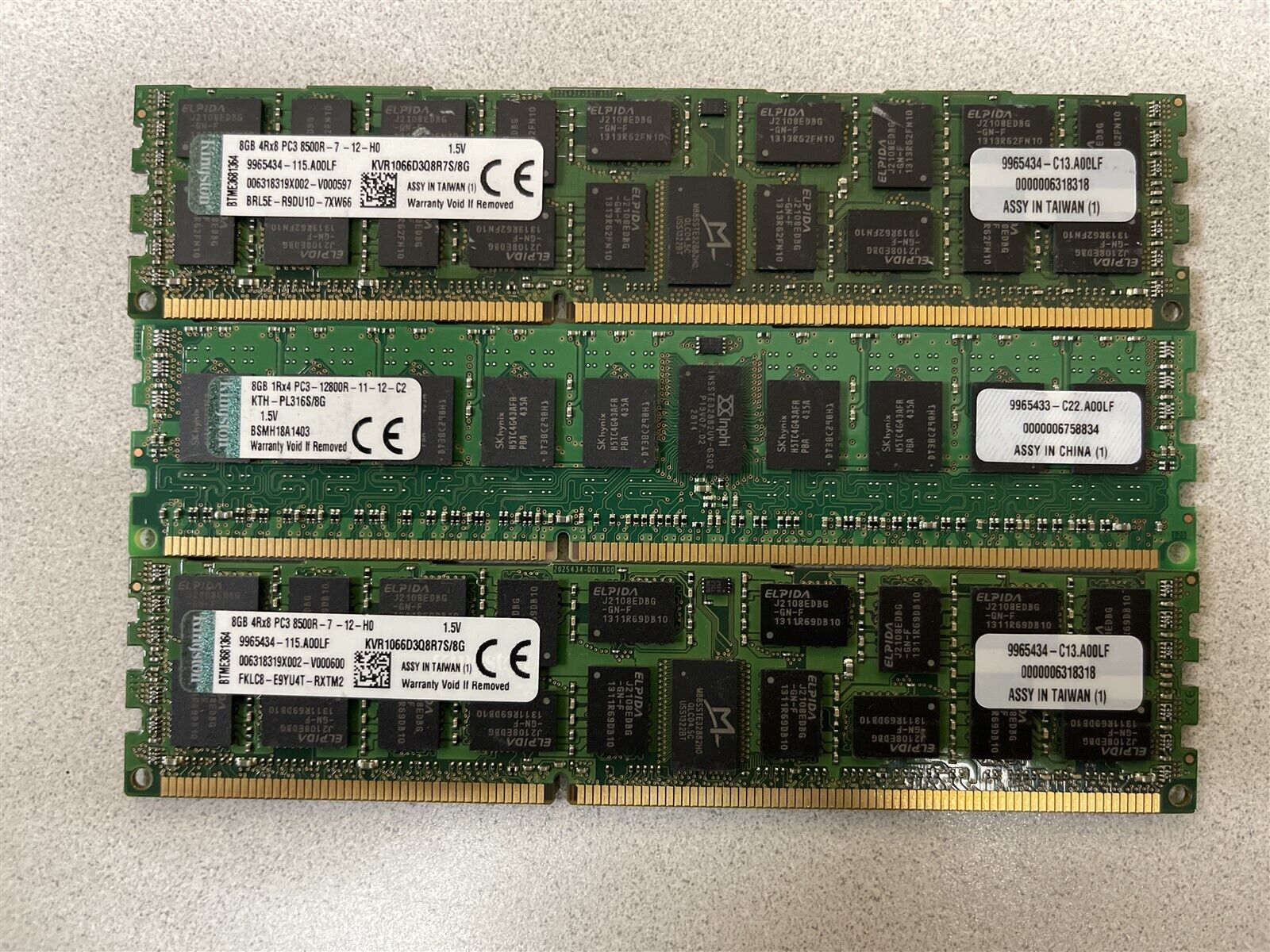 Kingston 24GB (3X8GB) DDR3-10600R SERVER MEMORY MODULE KVR16R11S4/8I
