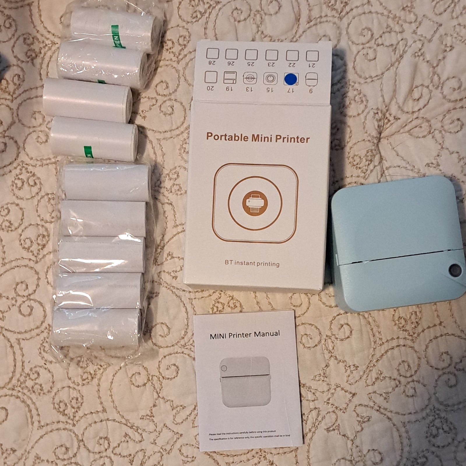 Portable Bluetooth Thermal Mobile Printer, Black & White Instant Printing