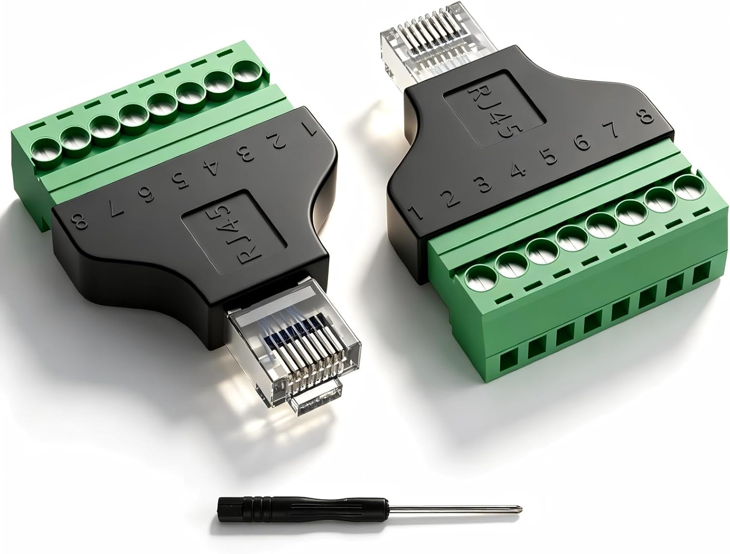 2PCS RJ45 Screw Terminal Adapter,Rj45 Breakout Board