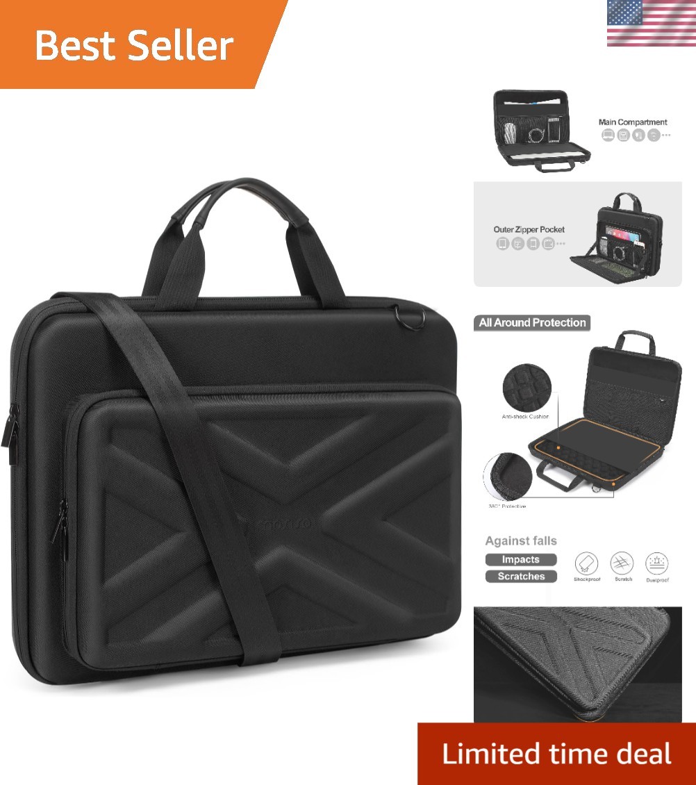 Stylish Black Laptop Bag for 15.6 Inch Devices - Waterproof with Shoulder Strap