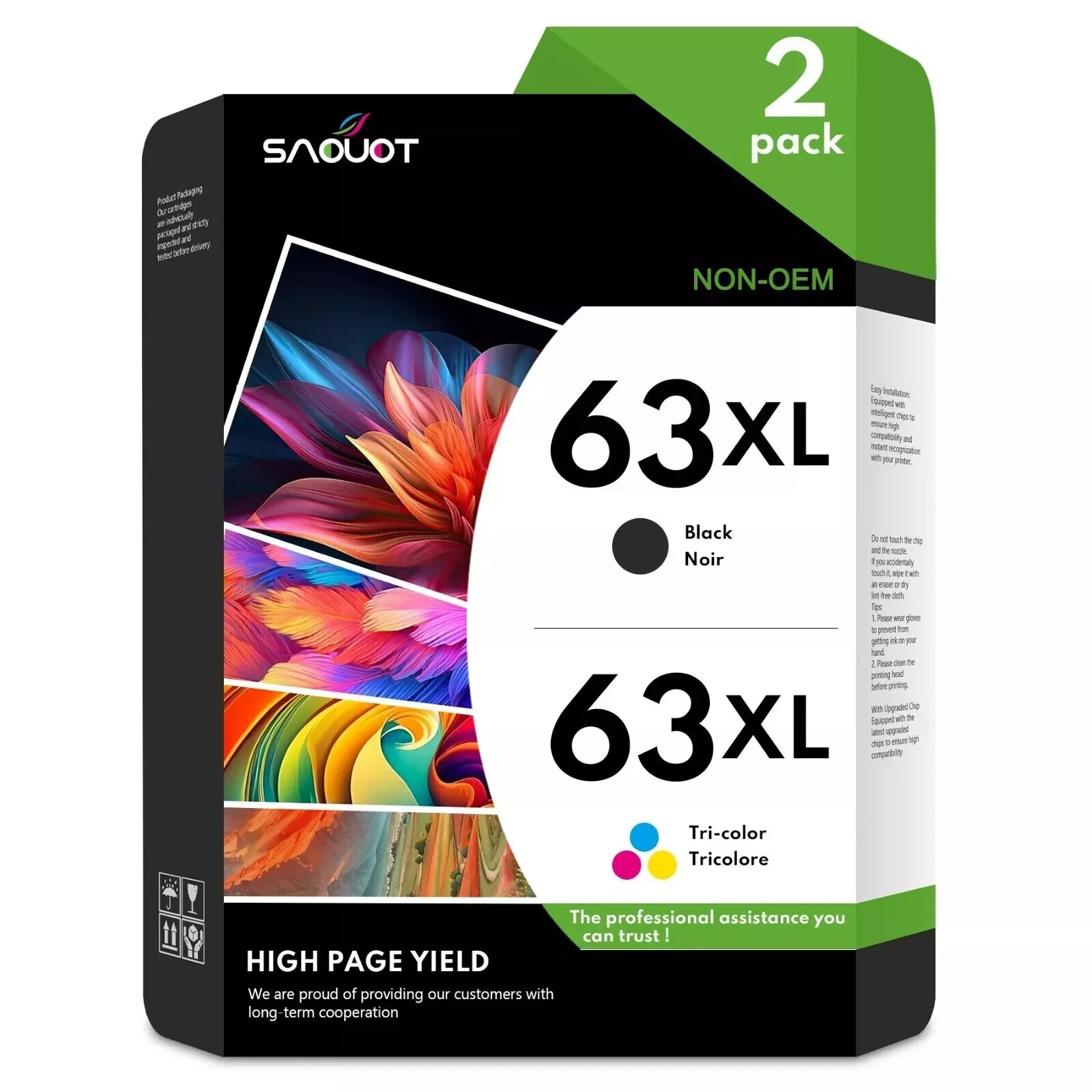 63XL Ink Cartridge Replacement for HP 63XL Envy 4520 4512 4513 OfficeJet 5255