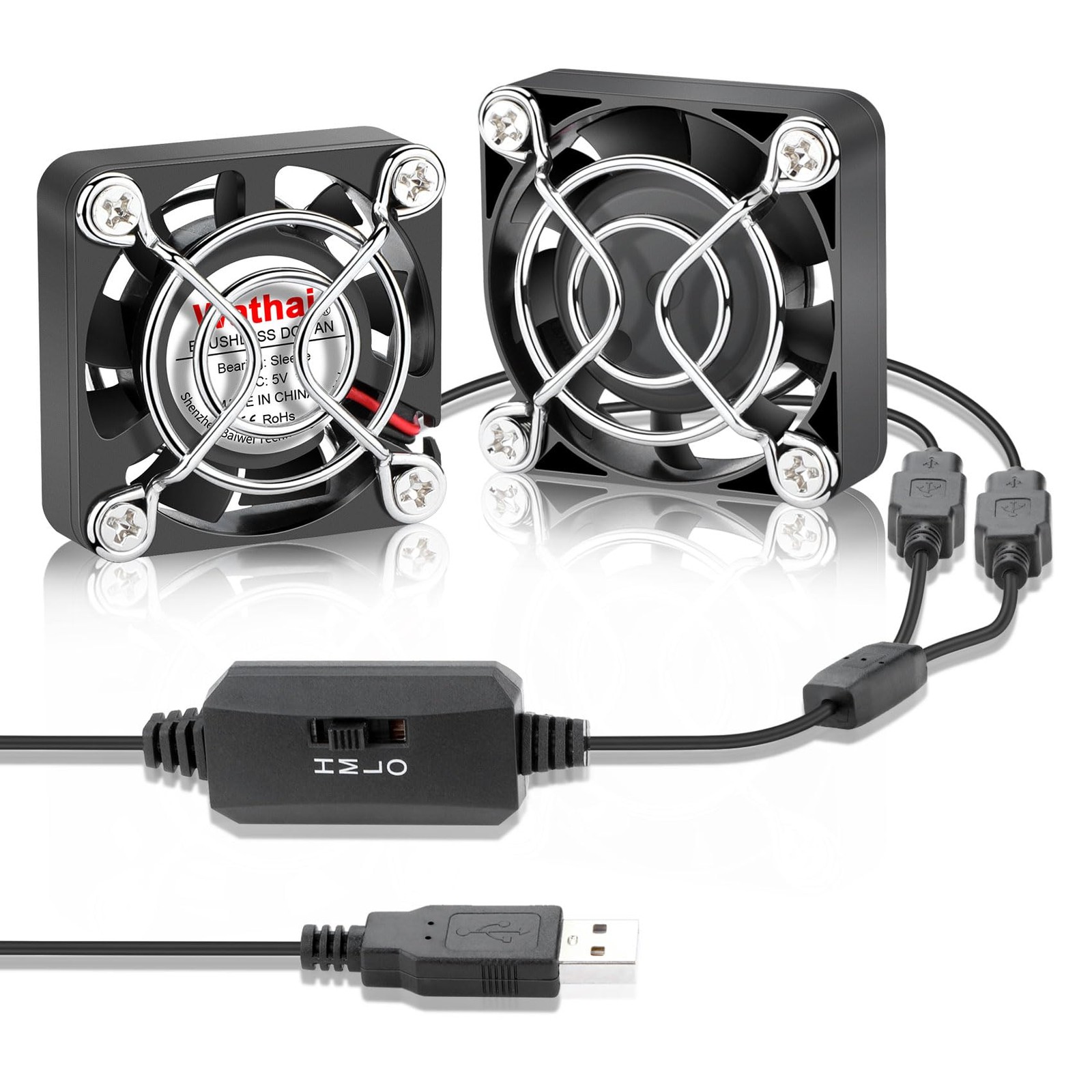 2pcs 40mm USB Cooling Fan 5V 4010 Mini PC Fan with Speed Controller