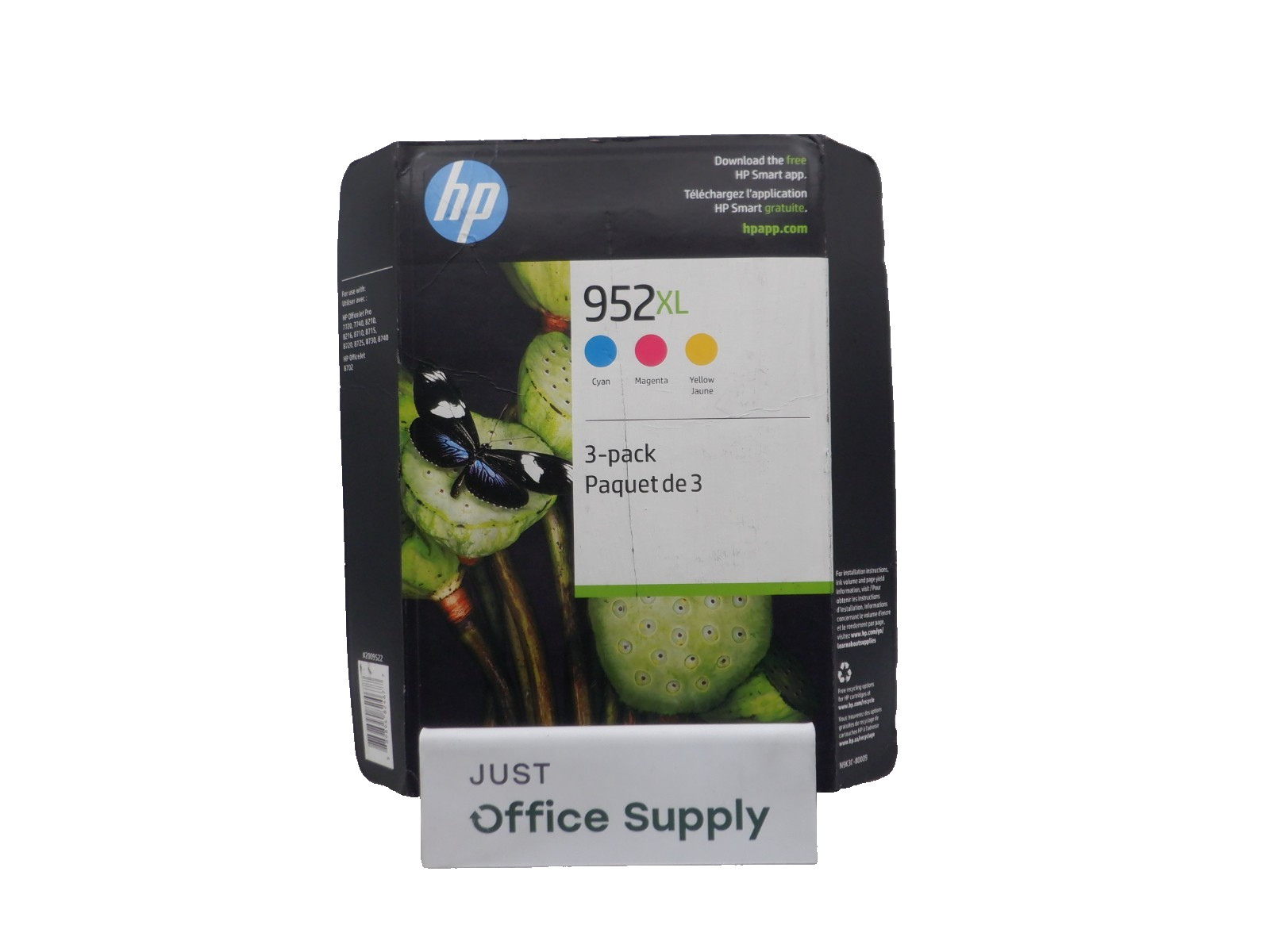 Genuine HP 952XL Cyan/Magenta/Yellow N9K30BN 3-pack Ink Cartridge F. Shipping 