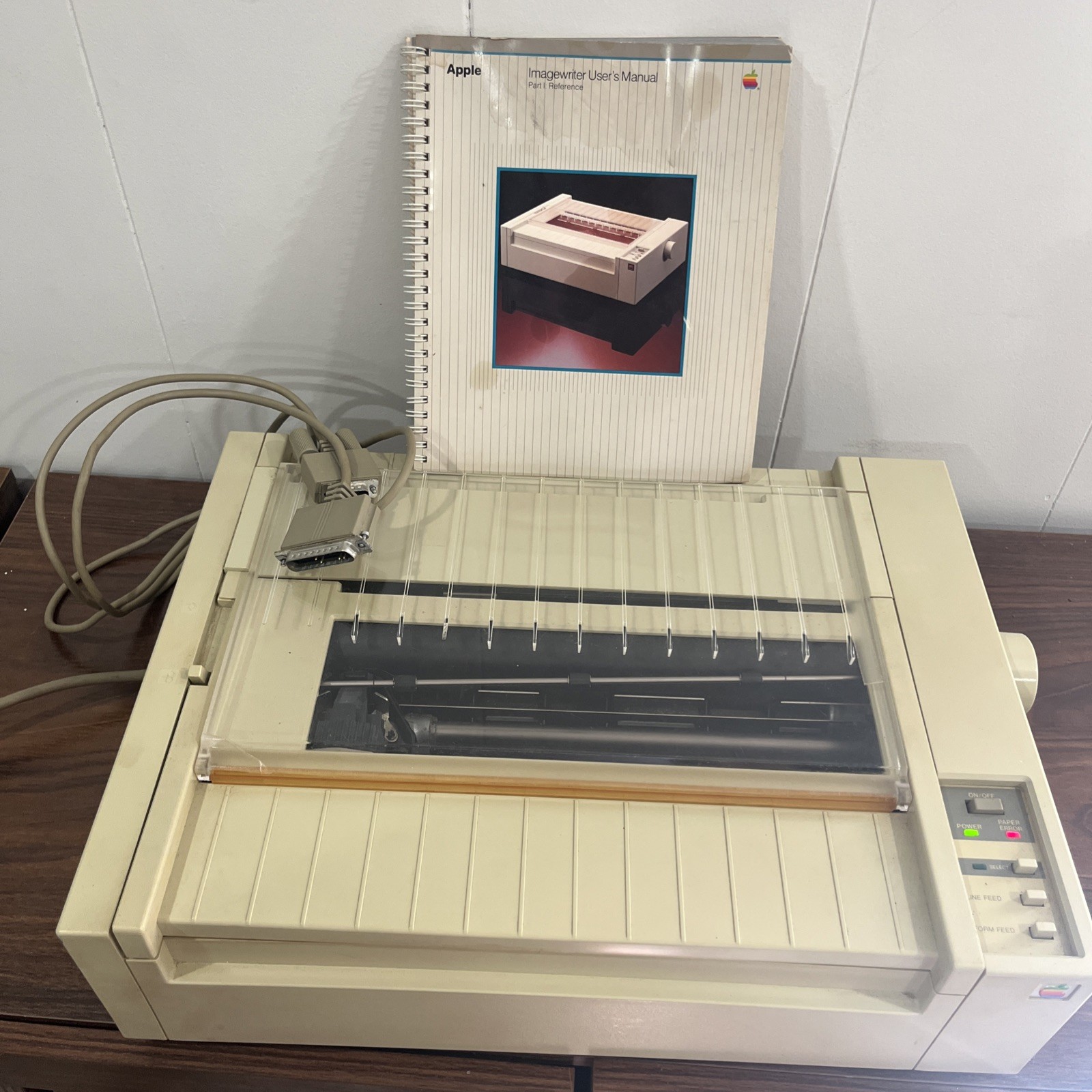 Apple ImageWriter Dot Matrix Printer A9M0303 Manual Power Cord Cable READ