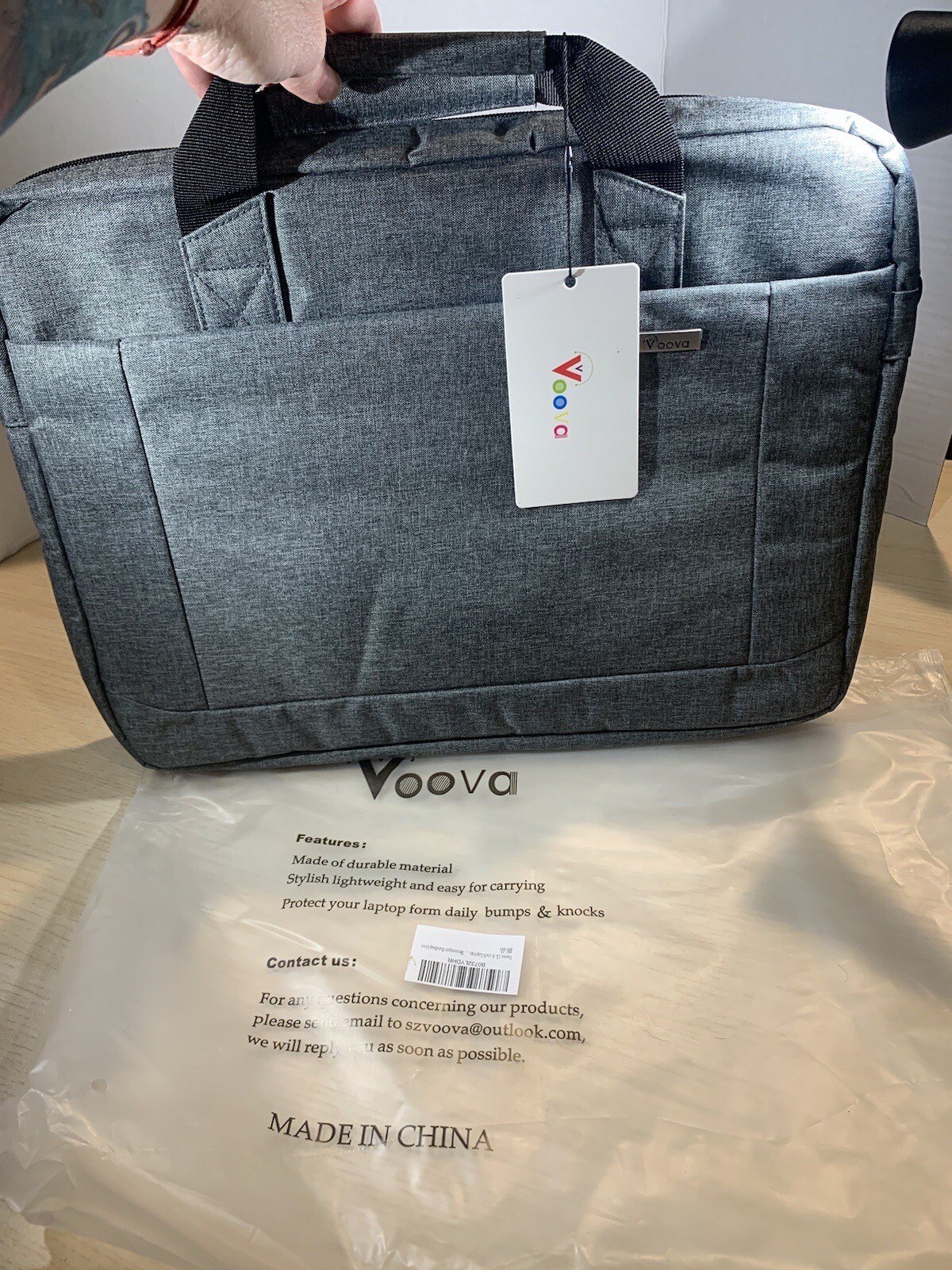 Voova Gray Laptop Bag Case 15.6 Inch Computer Sleeve Messenger Bag New