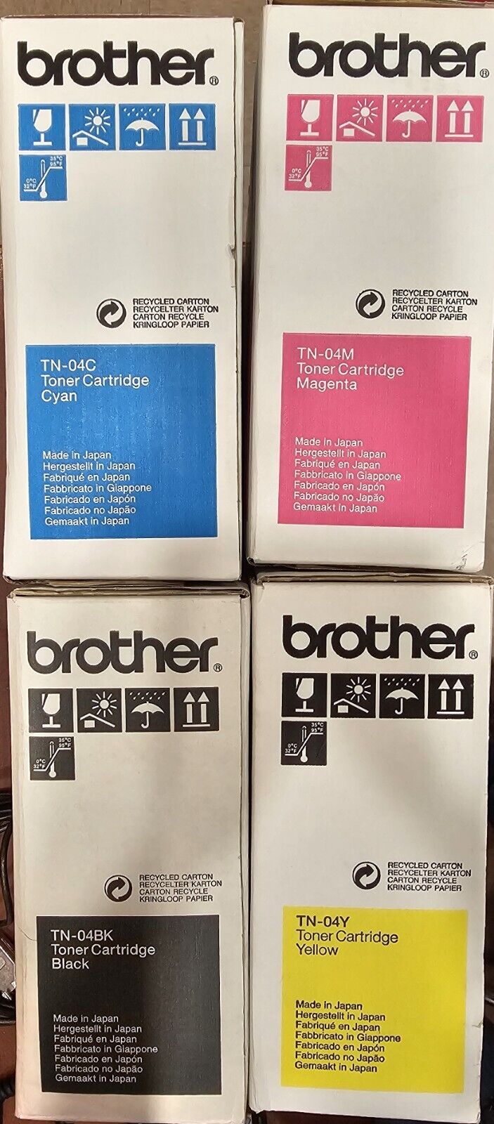 Genuine Brother TN-04 Toner-Complete Set of Four-Unused in Original Boxes
