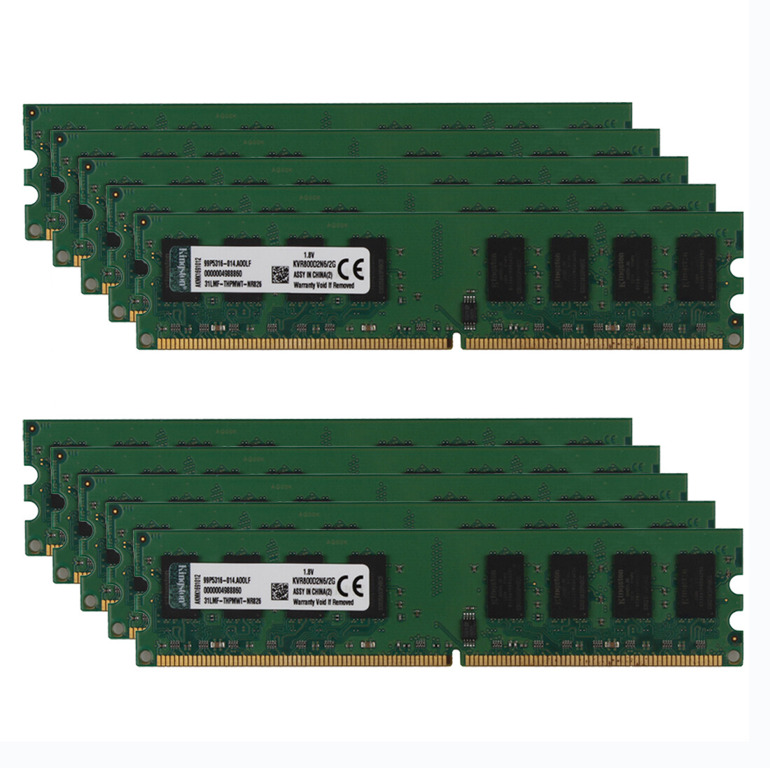 Kingston 10pcs 2GB Lot PC2-6400U Desktop Kits DDR2 800MHz Memory RAM DIMM 240pin