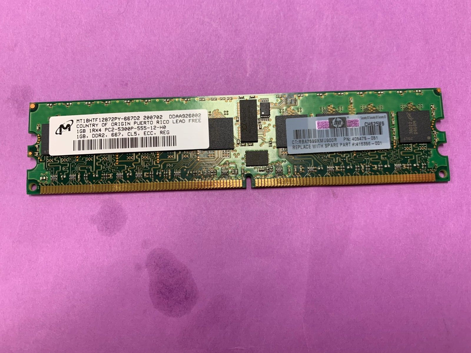 HP 416356-001 1 GB PC2-5300 DDR2 SDRAM Server Memory 405475-051