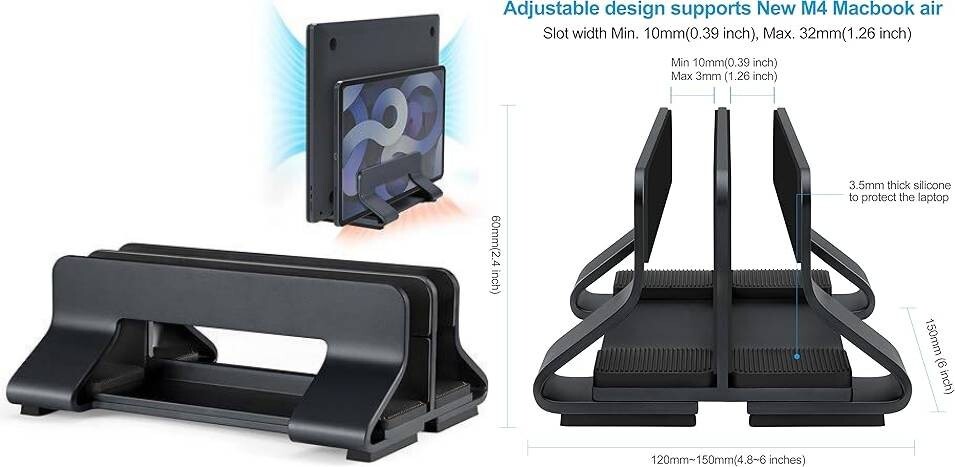 Soporte vertical doble de aluminio para computadora portátil, compatible con 2.