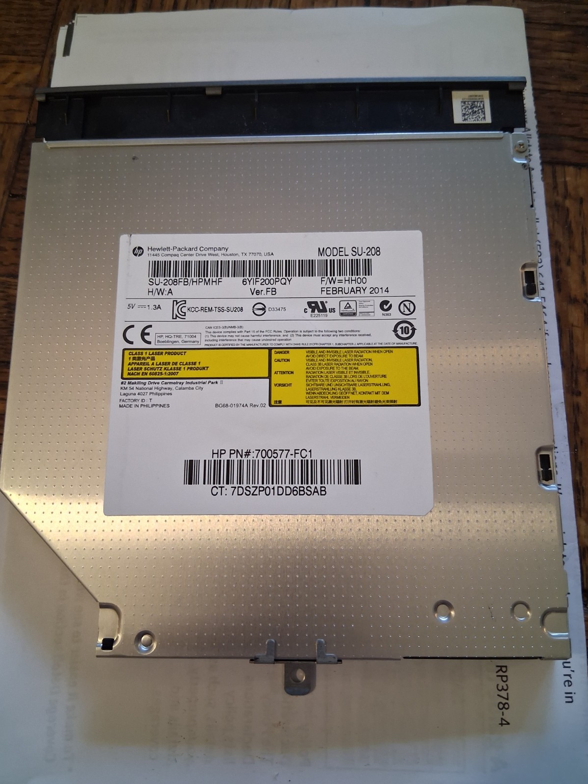 HP Notebook 15.6" 15-g013cl OEM Laptop DVD-RW Burner Drive SU-208 700577-FC1