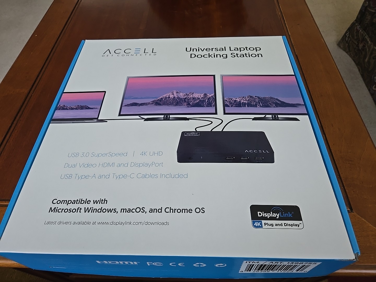 ACCELL Universal Laptop Docking Station USB 3 4K Dual Video HDMI MacOS Windows