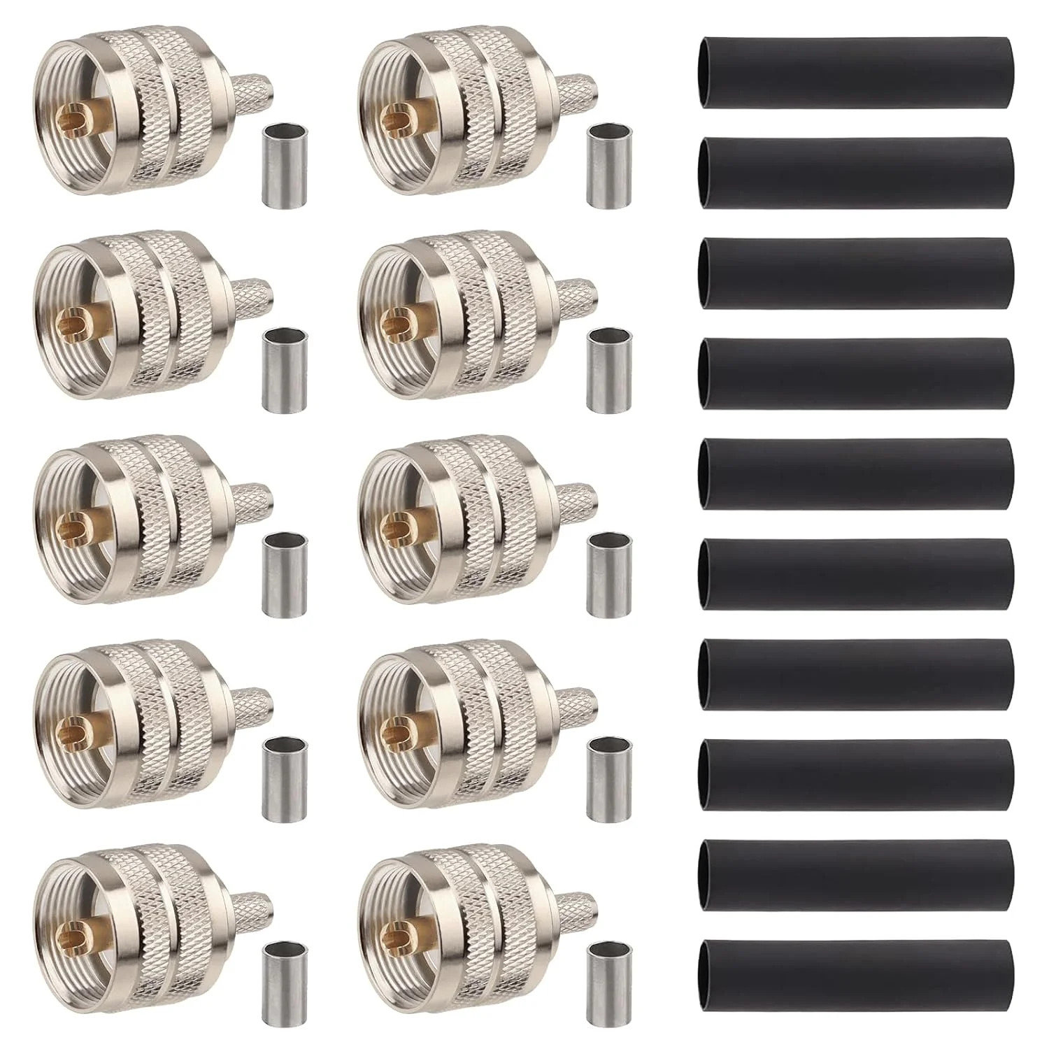 XRDS -RF RG8X PL259 Connector 10PCS, UHF PL259 Male Connector for RG8X, LMR240,