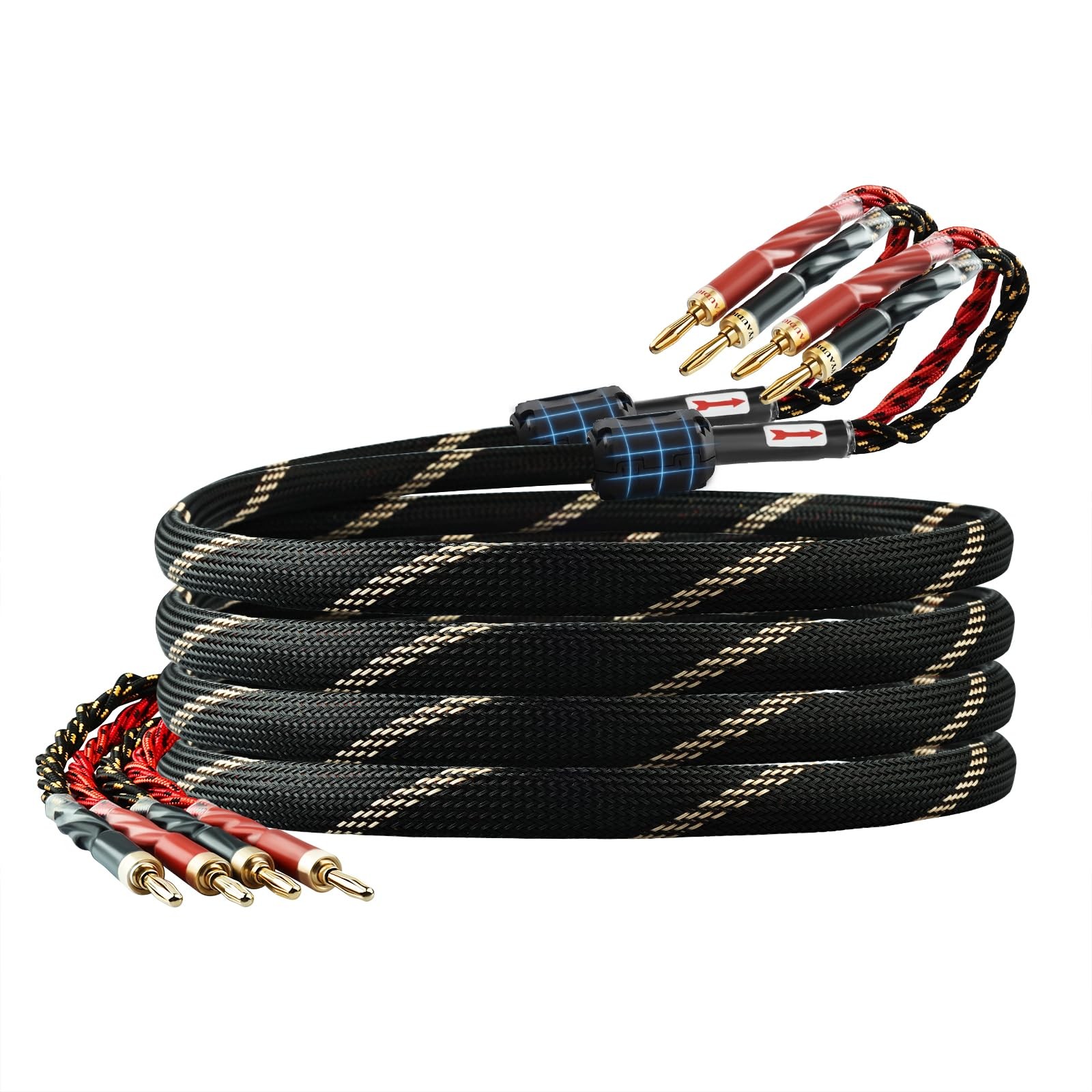 YYTCG 12 AWG 2Pack Speaker Cable with Banana Plugs for Audiophile 6.56ft/2m