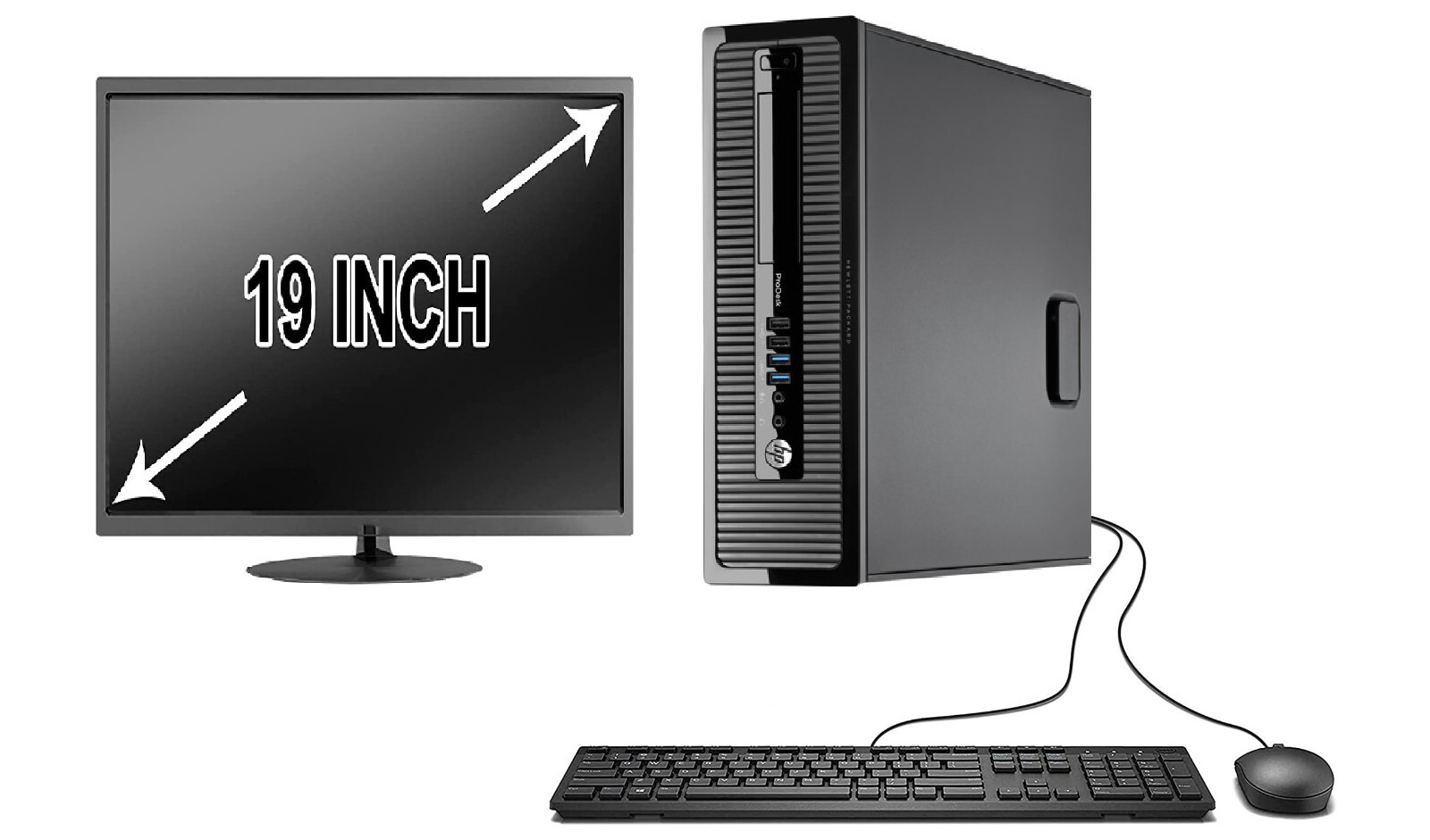 Dell or hp Desktop PC Computer Dual Core 500GB 4GB With 19" LCDs WiFi Windows 10