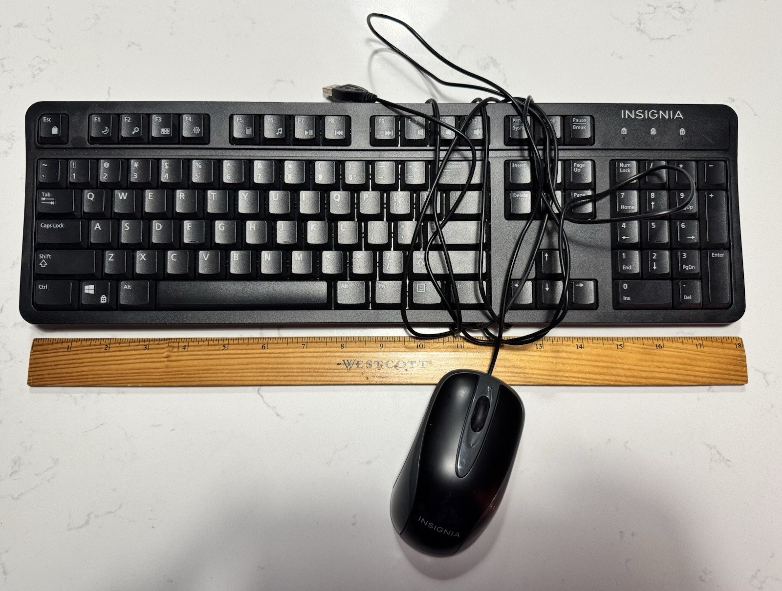 Insignia 18” Computer Keyboard and Mouse Set Wired USB