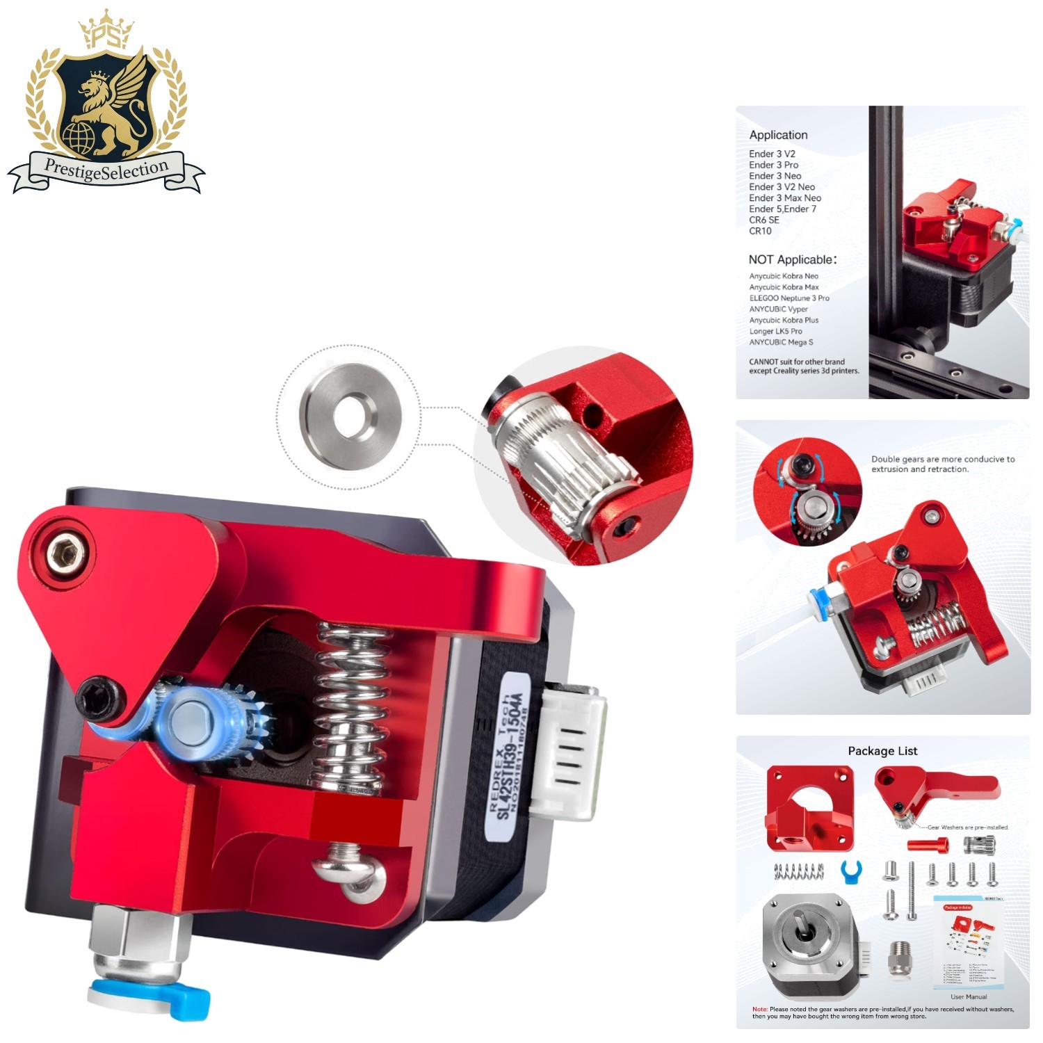 All-Metal Dual Gear Extruder with Nema 17 Motor - Smooth 3D Printing Experience