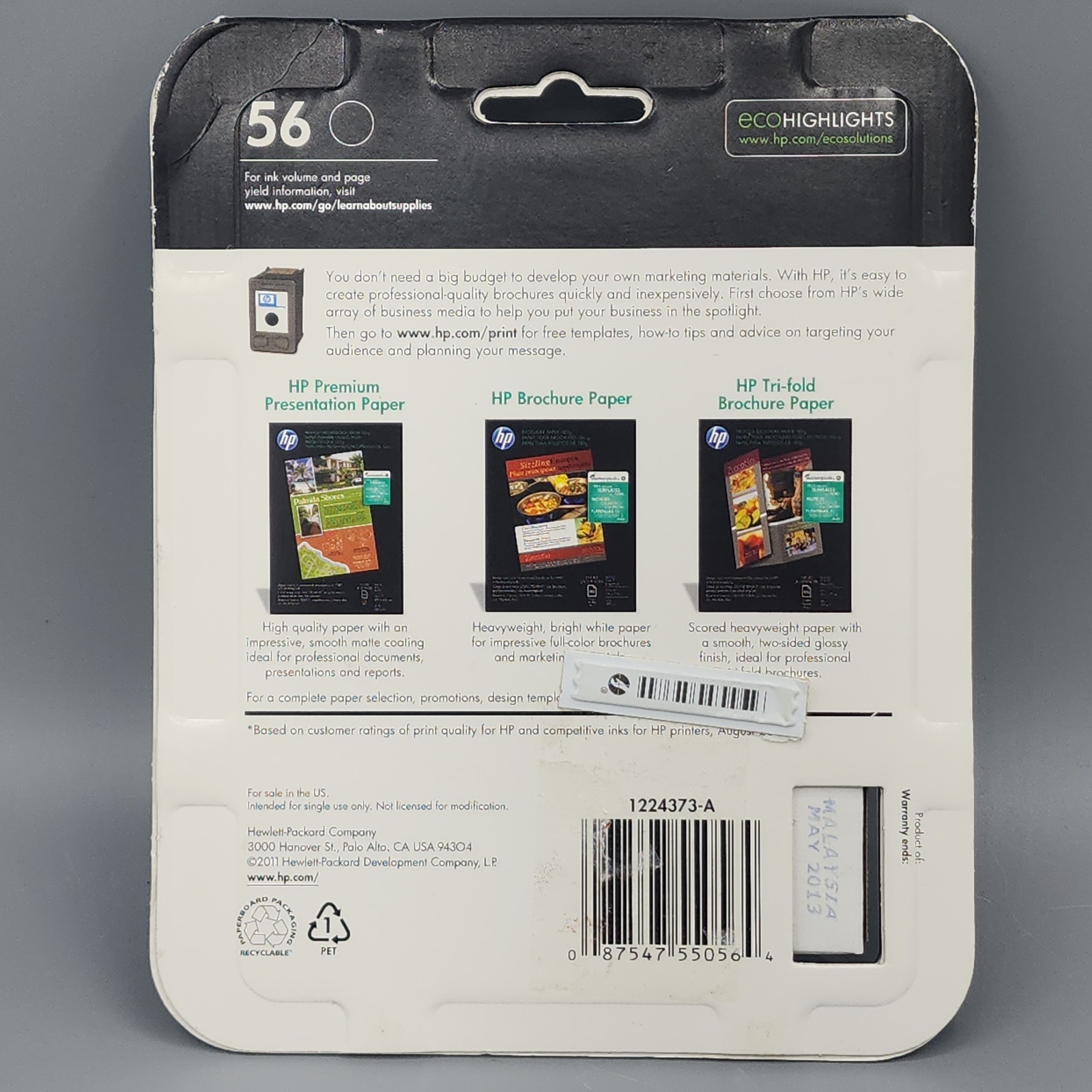 HP 56 Printer Ink C6656AN Black Genuine Original Inkjet Printer Cartridge 05/13
