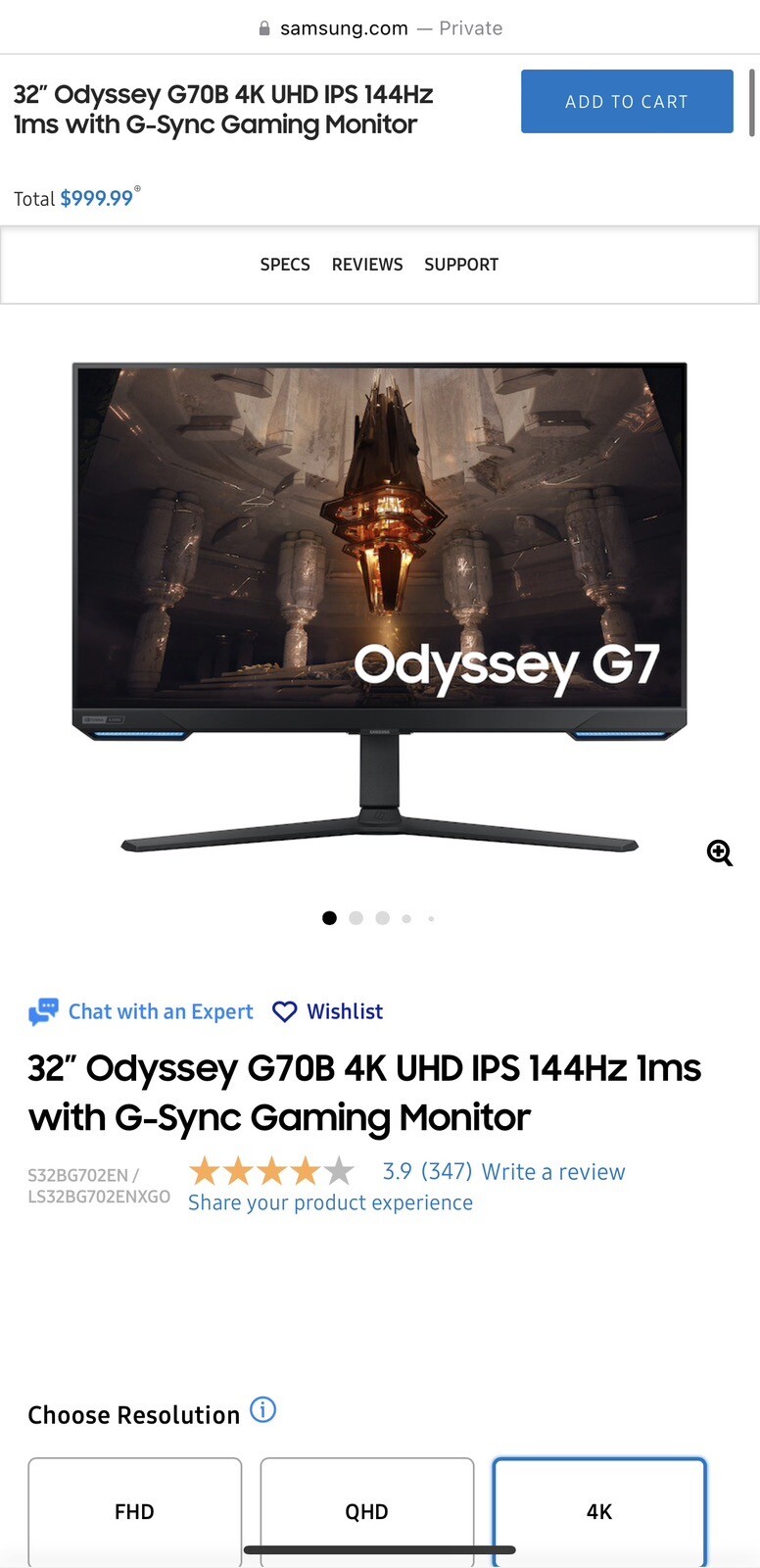 samsung odyssey G70B