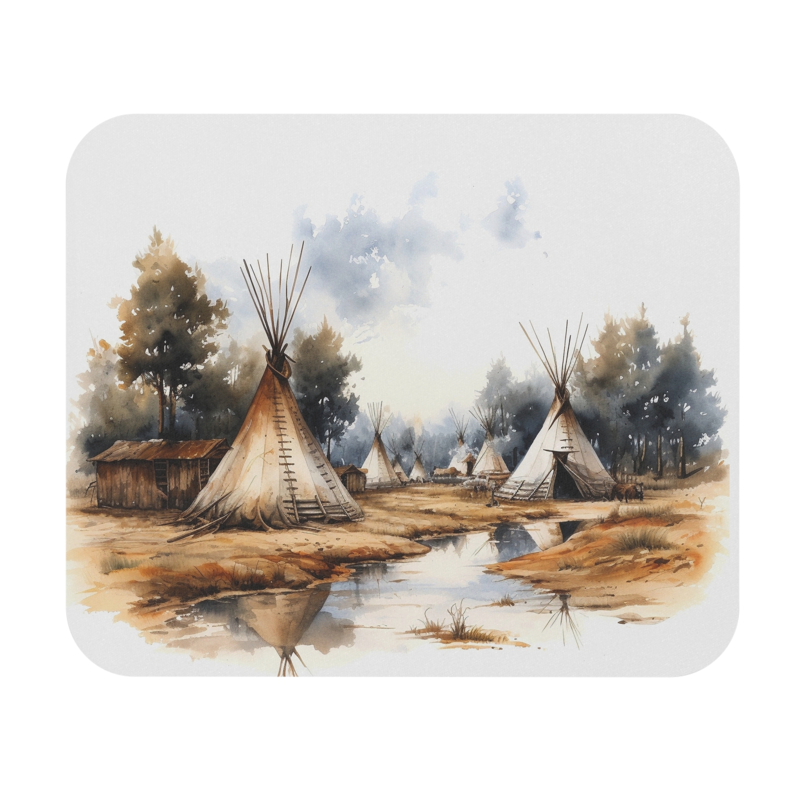 Native American Indian Camp TEEPEES  Mouse Pad -  Gaming Work School 