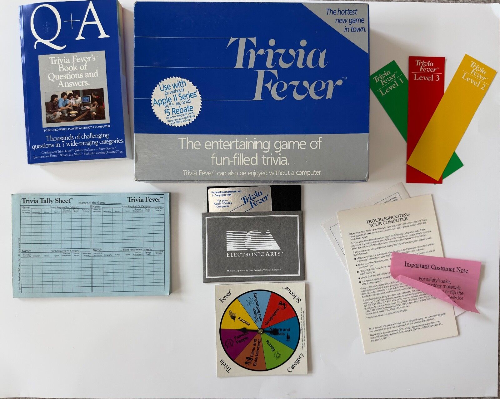 Trivia Fever Professional Software for Apple II Complete in Box 1984 Vintage