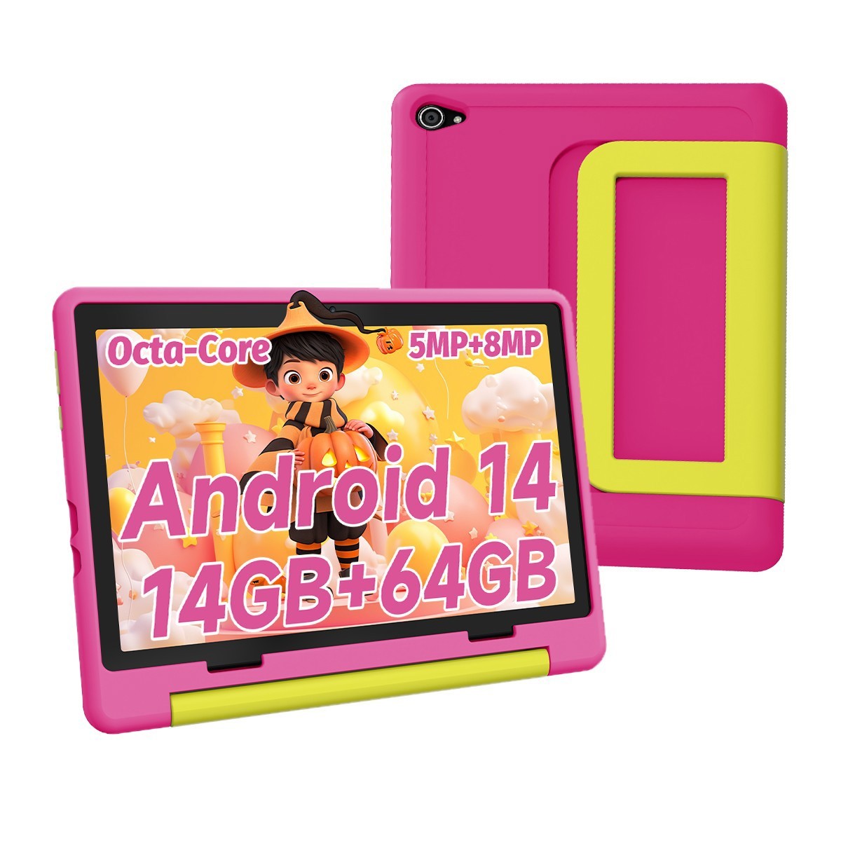Urao Kids Tablet 10.1 inch Android 14 Tablets for kids 3-12 64GB with Shockproof