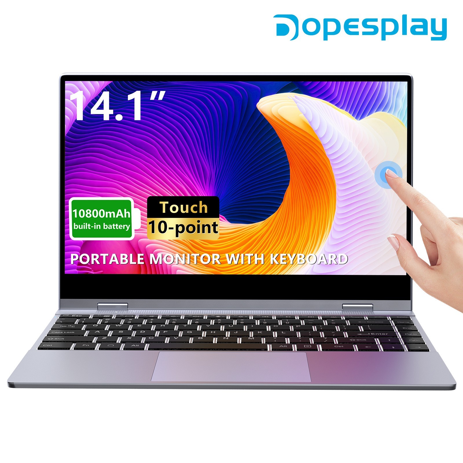 Used | 14.1" Portable Monitor with Keyboard Lapdock Monitor HDR IPS Touchscreen