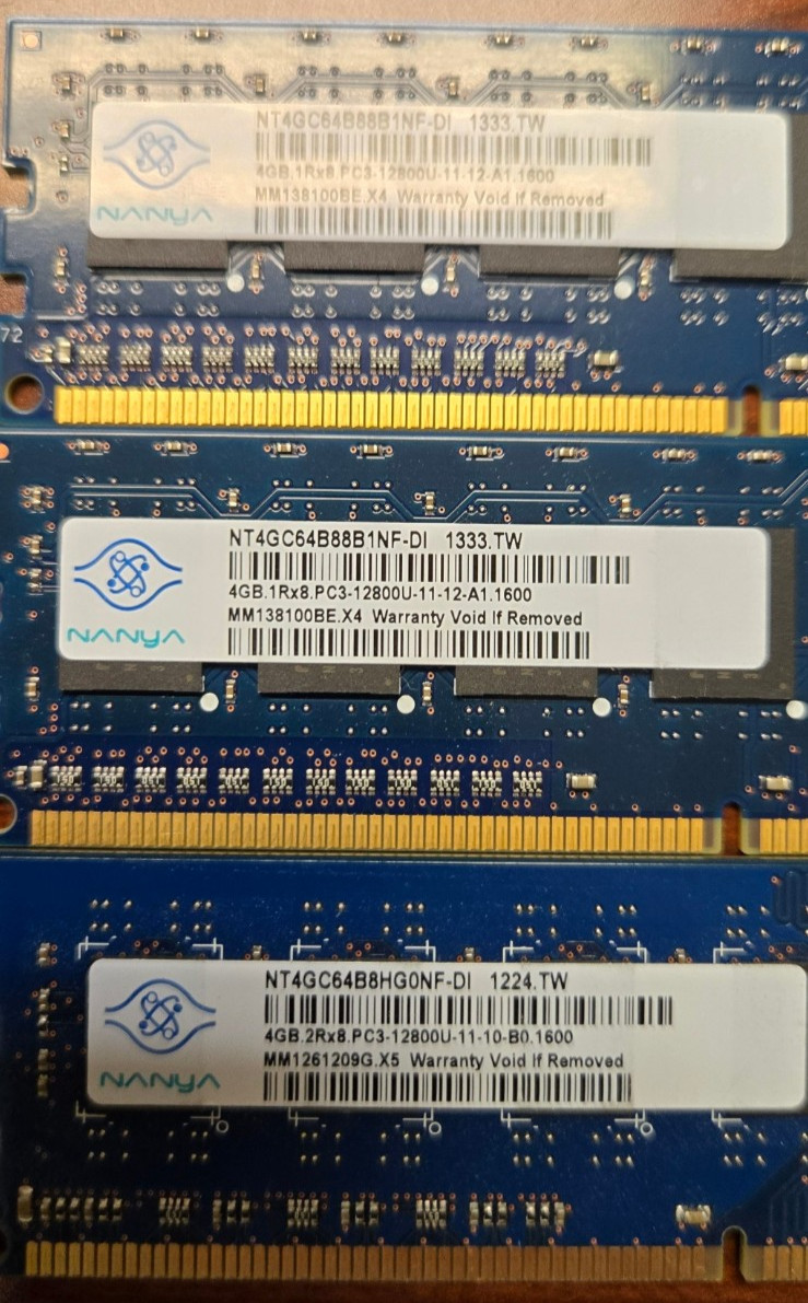 Nanya 4GB 1Rx8 PC3-12800U NT4GC64B88B1NF-DI Desktop RAM USED AS-IS