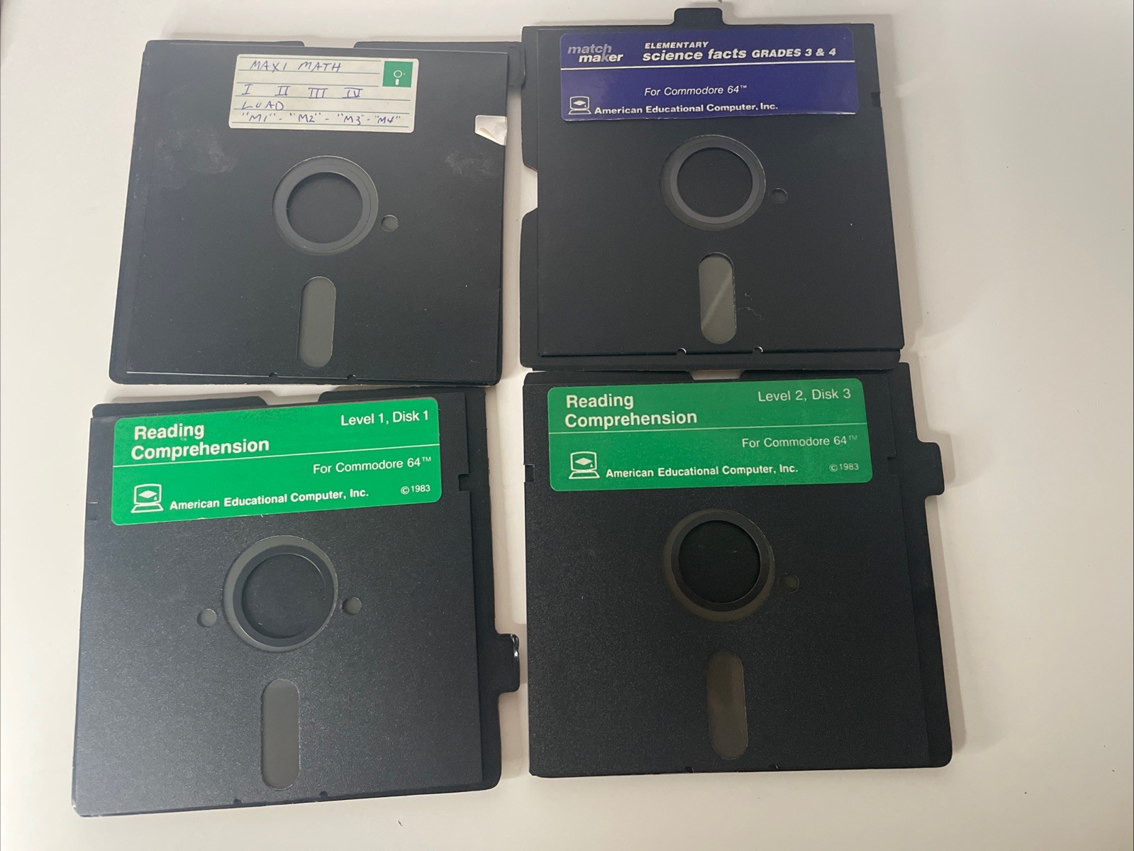 Commodore 64 C64 Educational Software Lot 4 Disks English Math Science Reading