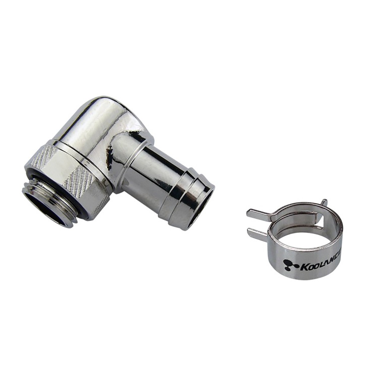 Koolance Rotary Elbow Barb Fitting for ID 10mm (3/8in), Nickel
