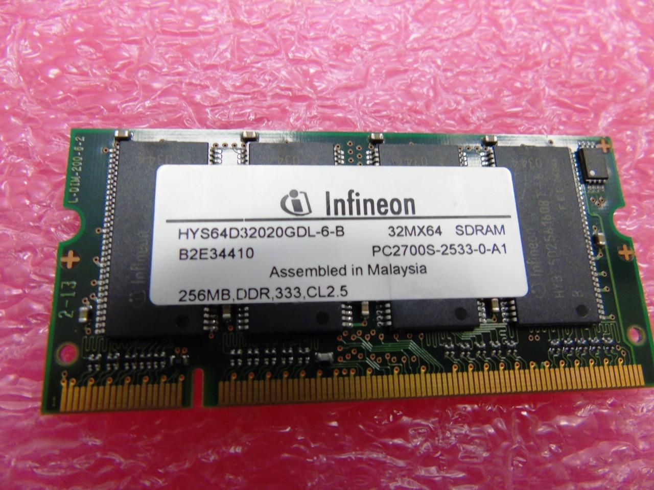 Infineon Laptop Memory 256MB DDR 333 MHz PC2700S - 324700-001 HYS64D32020GDL-6-B