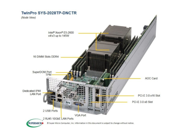 Supermicro PIO-228TP-DNCT-NODE RMA node for 2028TP/6028TP-DNCTR NS