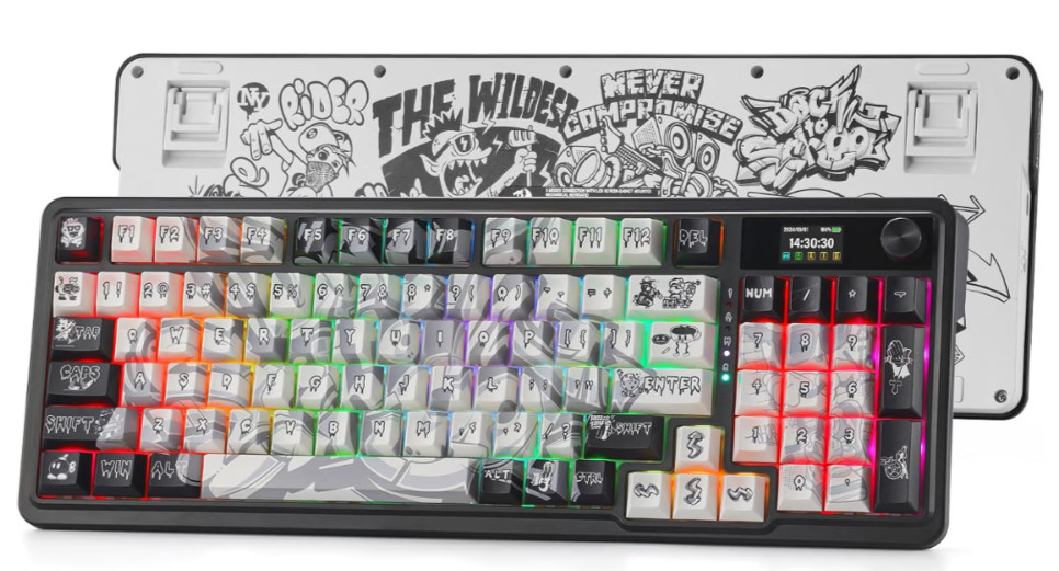 Red Dragon ARTEMIS K719 PRO Wireless RGB Gaming Dye Sub Graffiti Keys TFT Screen