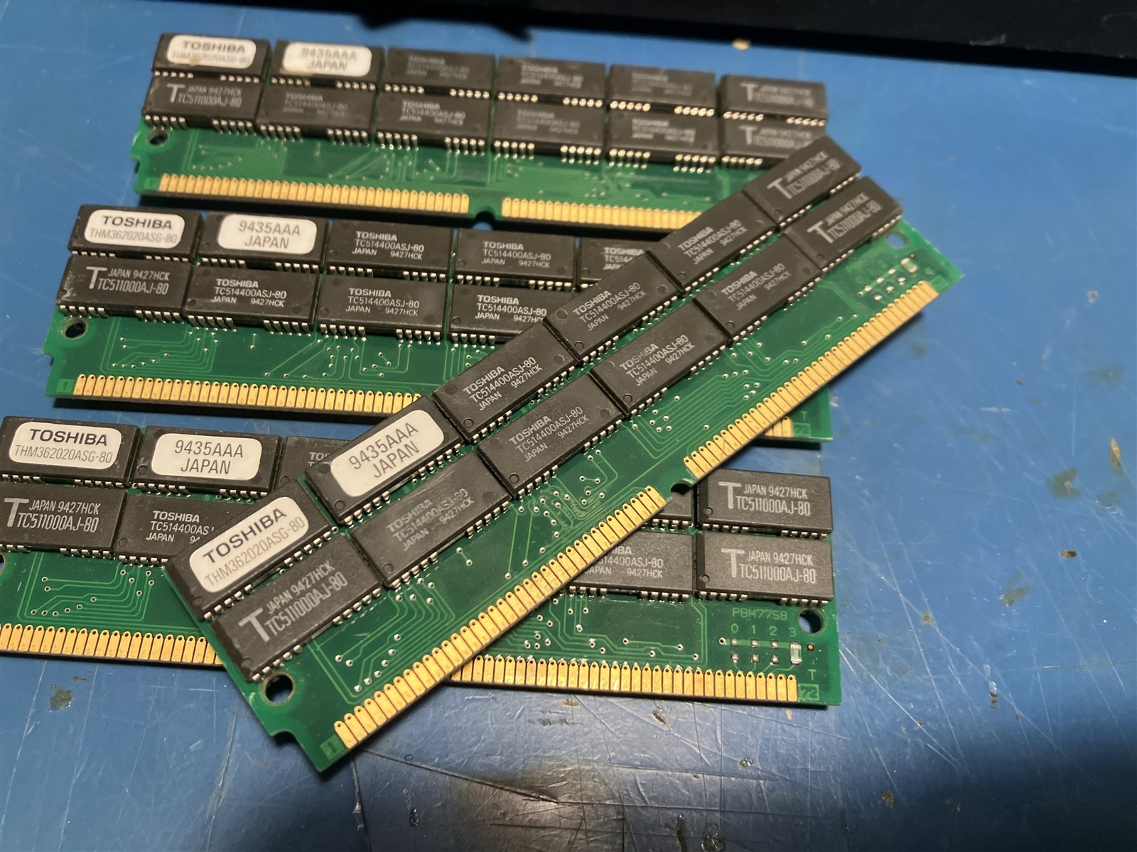 4x 8MB Toshiba Gold 2Mx36 72-Pin FPM SIMM 16MB RAM Memory Fast Page Parity