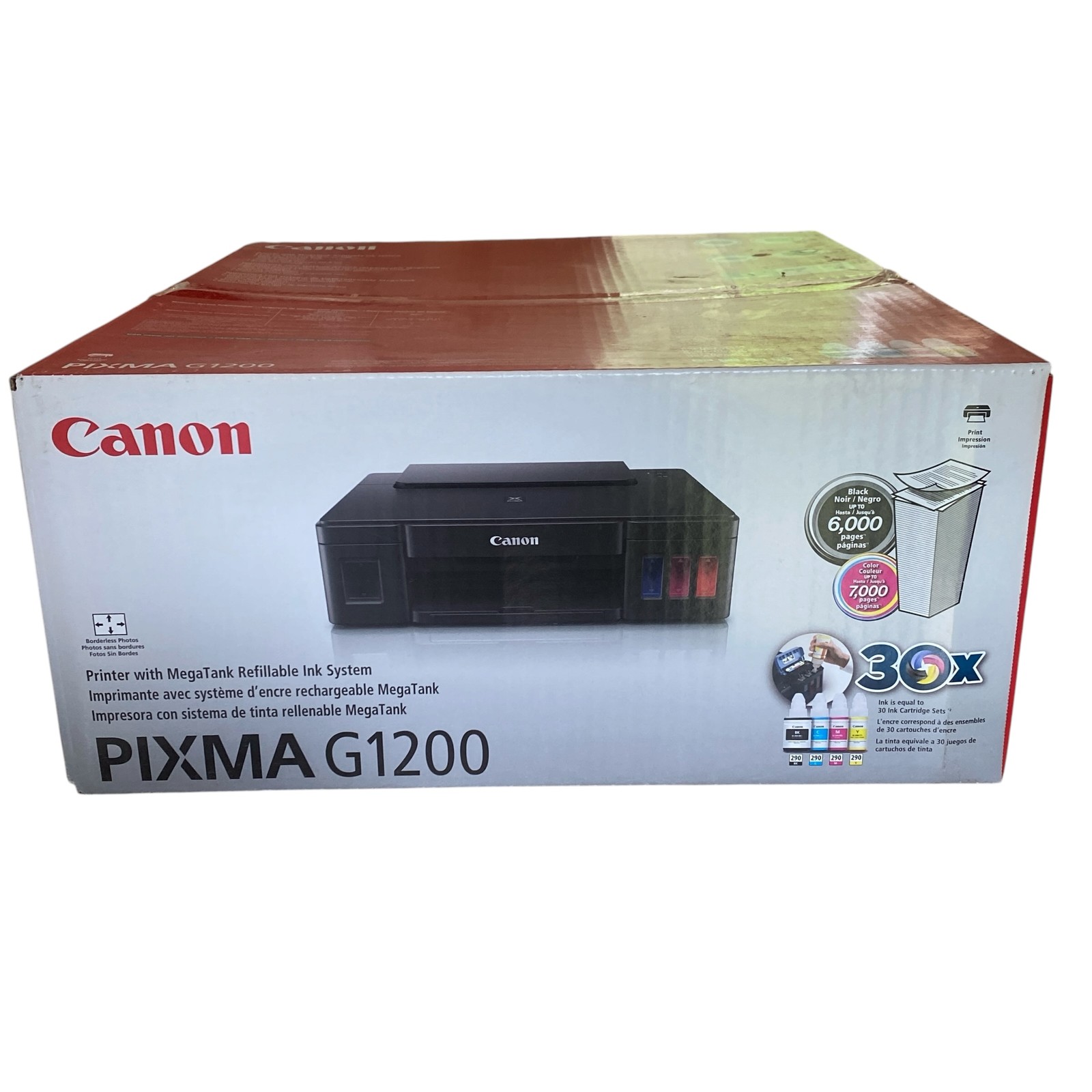 Canon PIXMA G1200 MegaTank Inkjet Printer - New In Box, USB Connectivity
