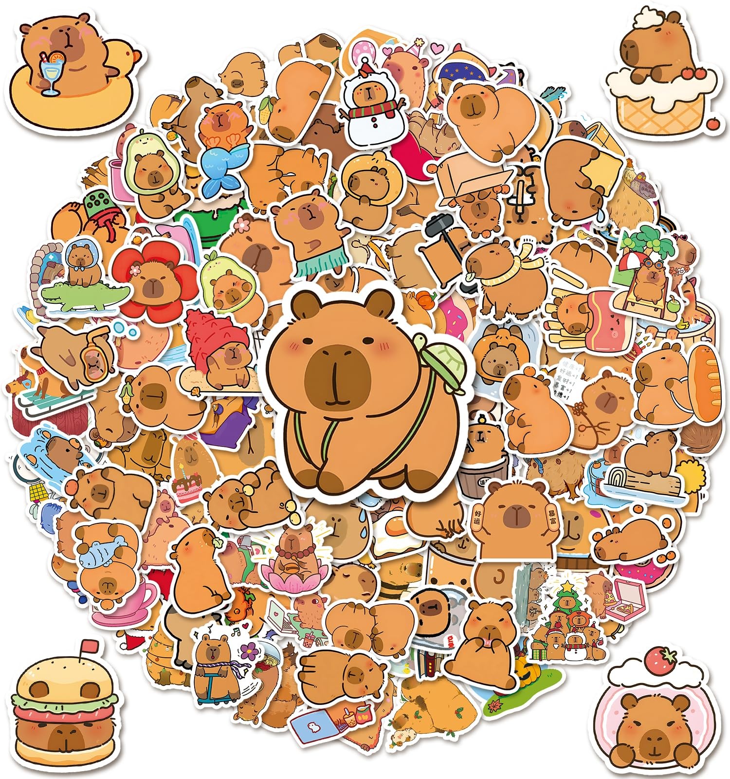 200pcs Capybara Stickers, Cute Vinyl Stickers Laptop Guitar Suitcase 