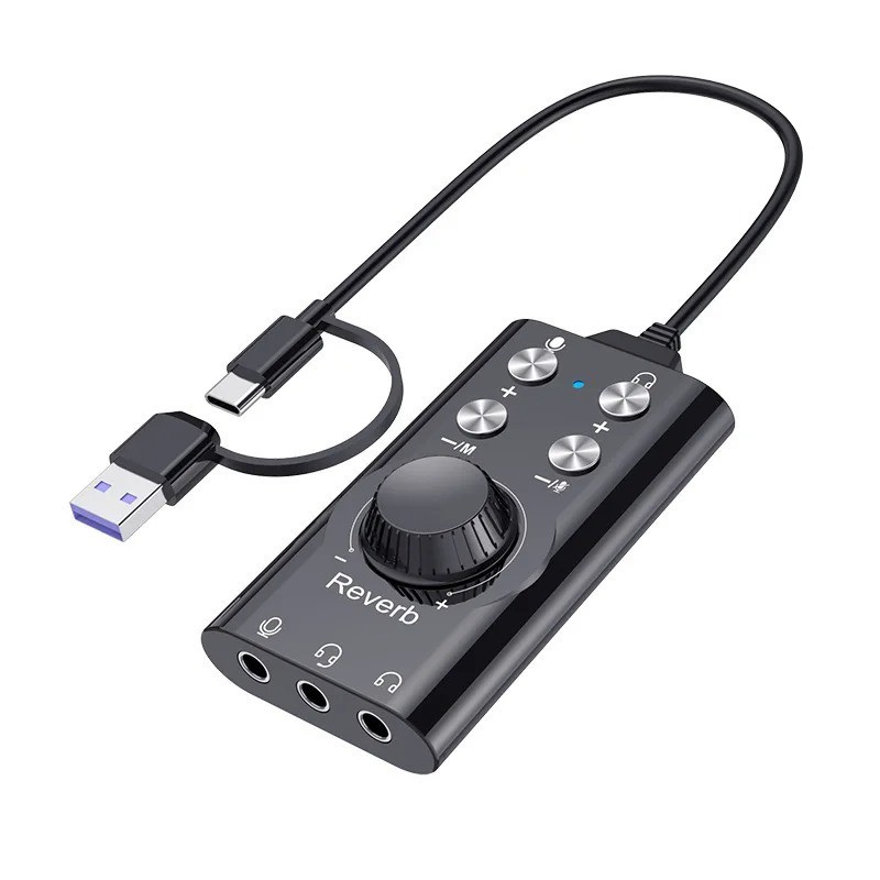 USB Sound Card Audio Jack 3.5mm Cable Adapter Volume Adjustment