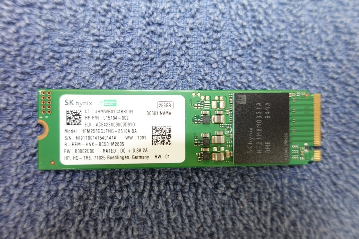 SK HYNIX 256GB NVME M.2 SSD PCIE - GREEN