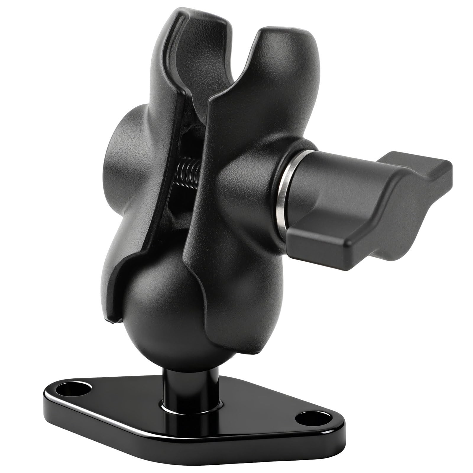 fccairms 1 inch Ball Mount Base with Double Socket Arm, Aluminum Alloy Black