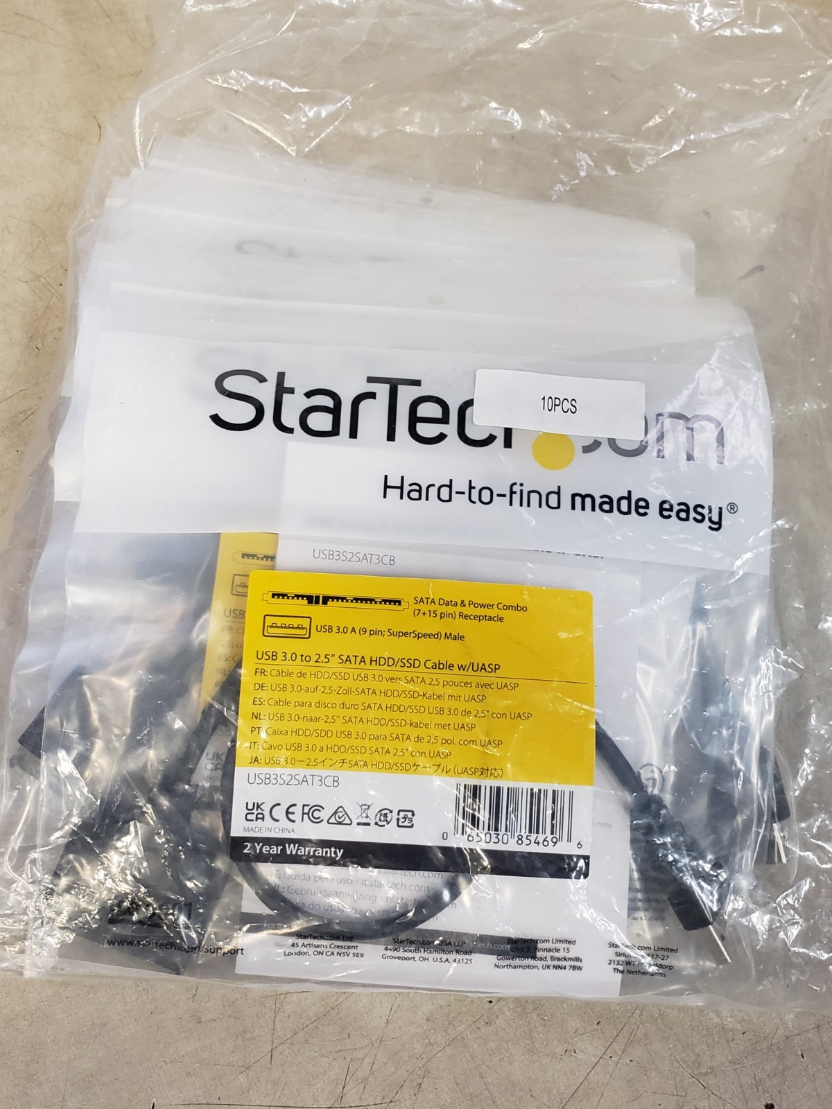 x10 StarTech USB 3.0 to 2.5" SATA III Hard Drive Adapter Cable UASP USB3S2SAT3CB