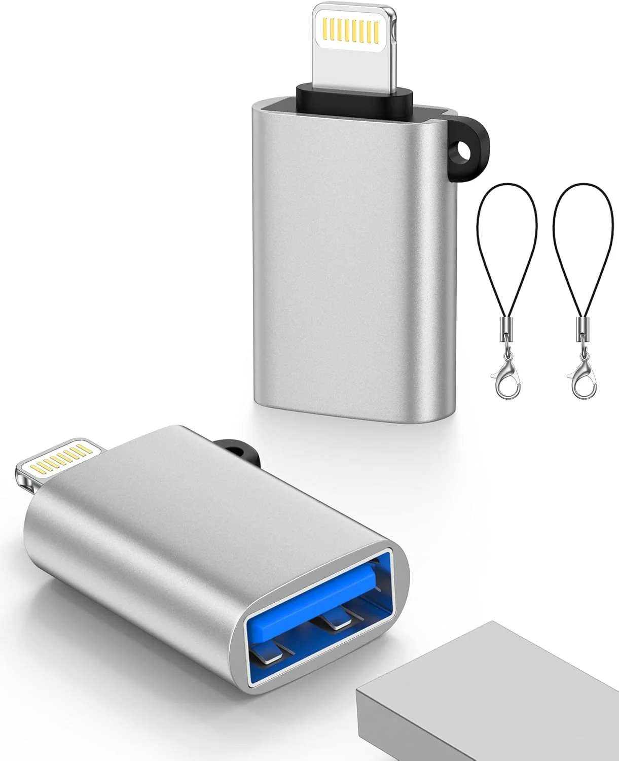 2 Pack Lightning to USB 3.0 OTG Adapter for iPhone 14 13 12 11 iPad Flash Drive