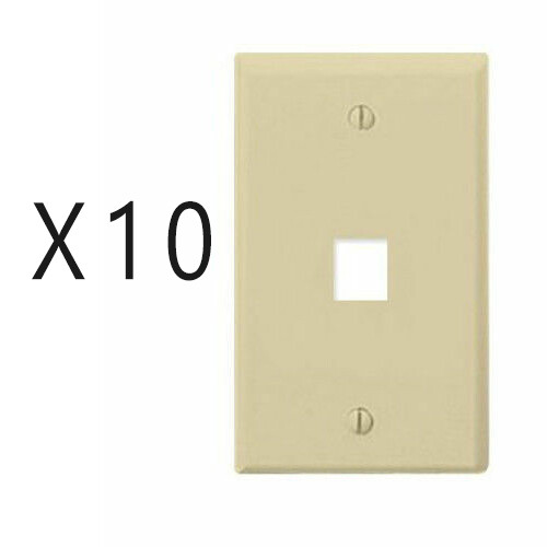 10 Pack Lot - Keystone 1 Hole Port Jack Wall Face Plate Network CAT5e CAT6 Ivory