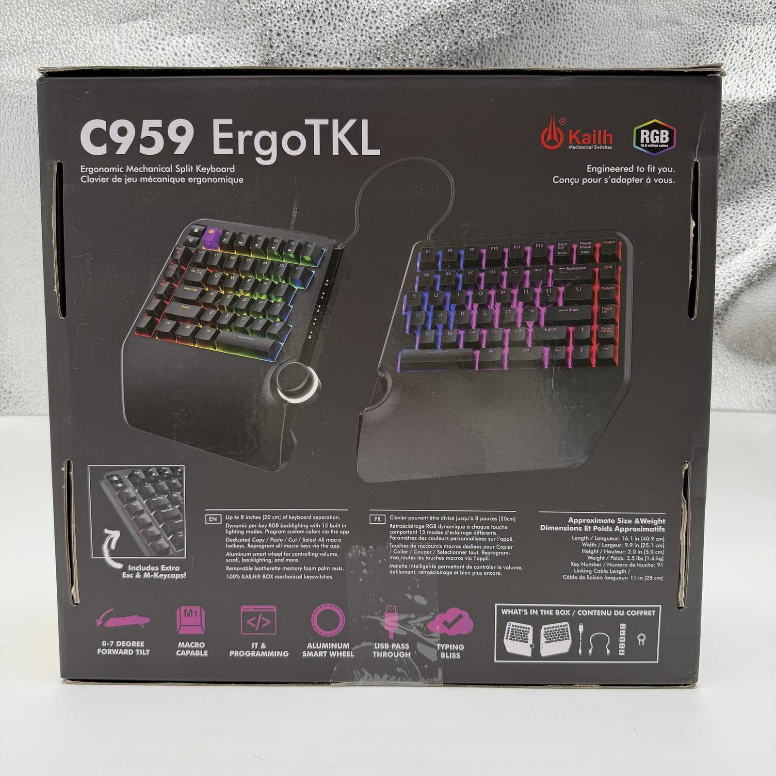 Cloud Nine C959 ErgoTKL Ergonomic Tenkeyless Mechanical Keyboard Kailh Brown