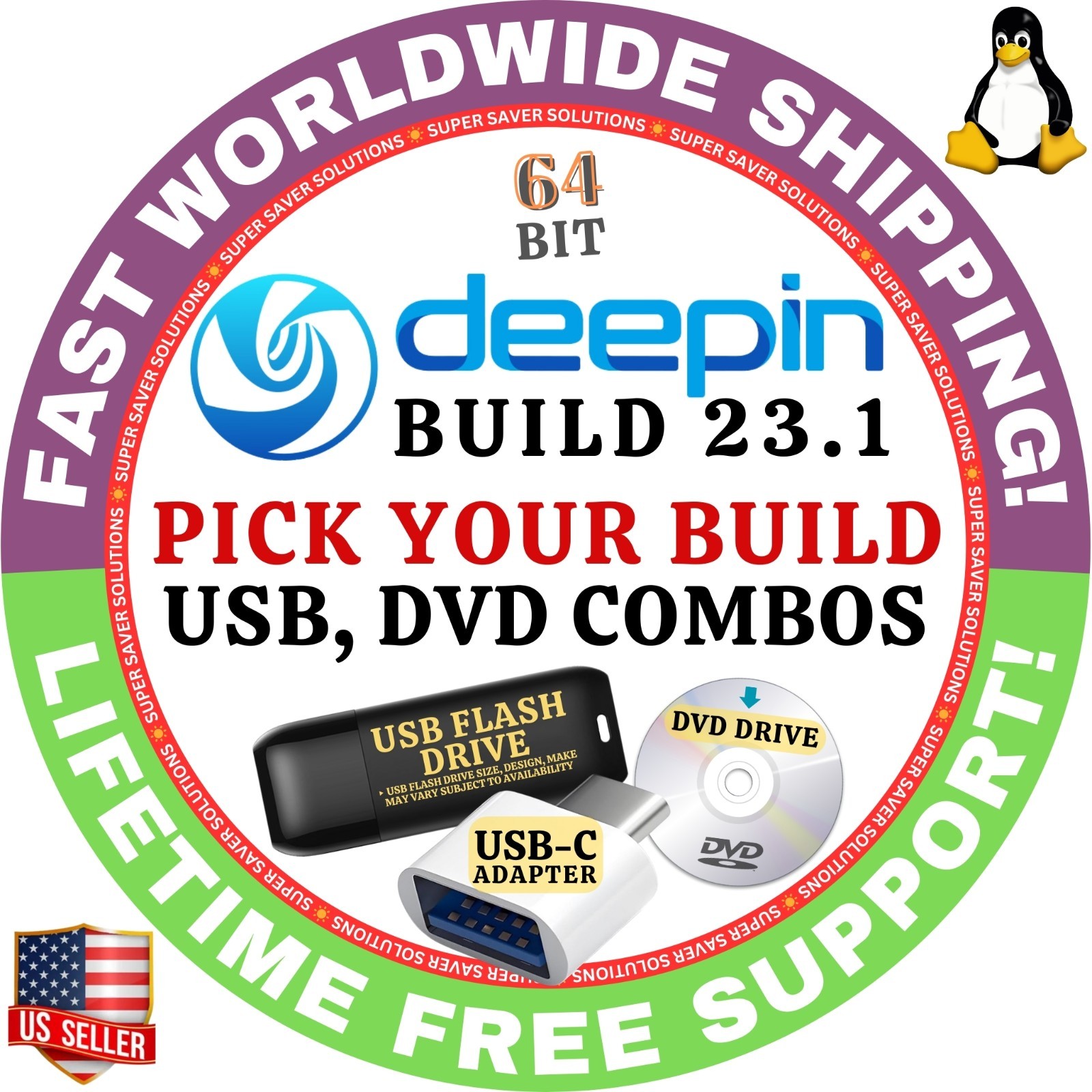 DEEPIN LINUX OS | LATEST BUILDS 23, 25 | 64-BIT | FOR MAC, PC | USB, DVD COMBOS