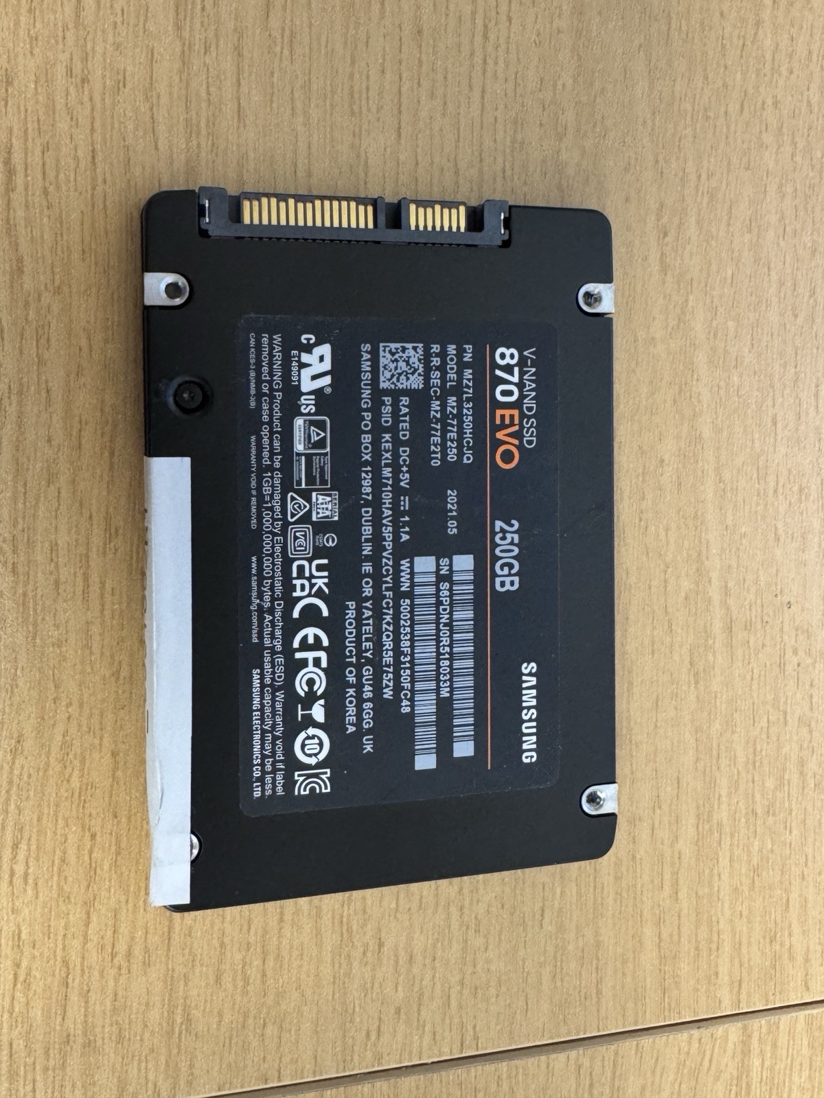 Samsung 870 EVO 250GB SATA Triple-Level Cell 6GB/s 2.5" SSD MZ-77E250