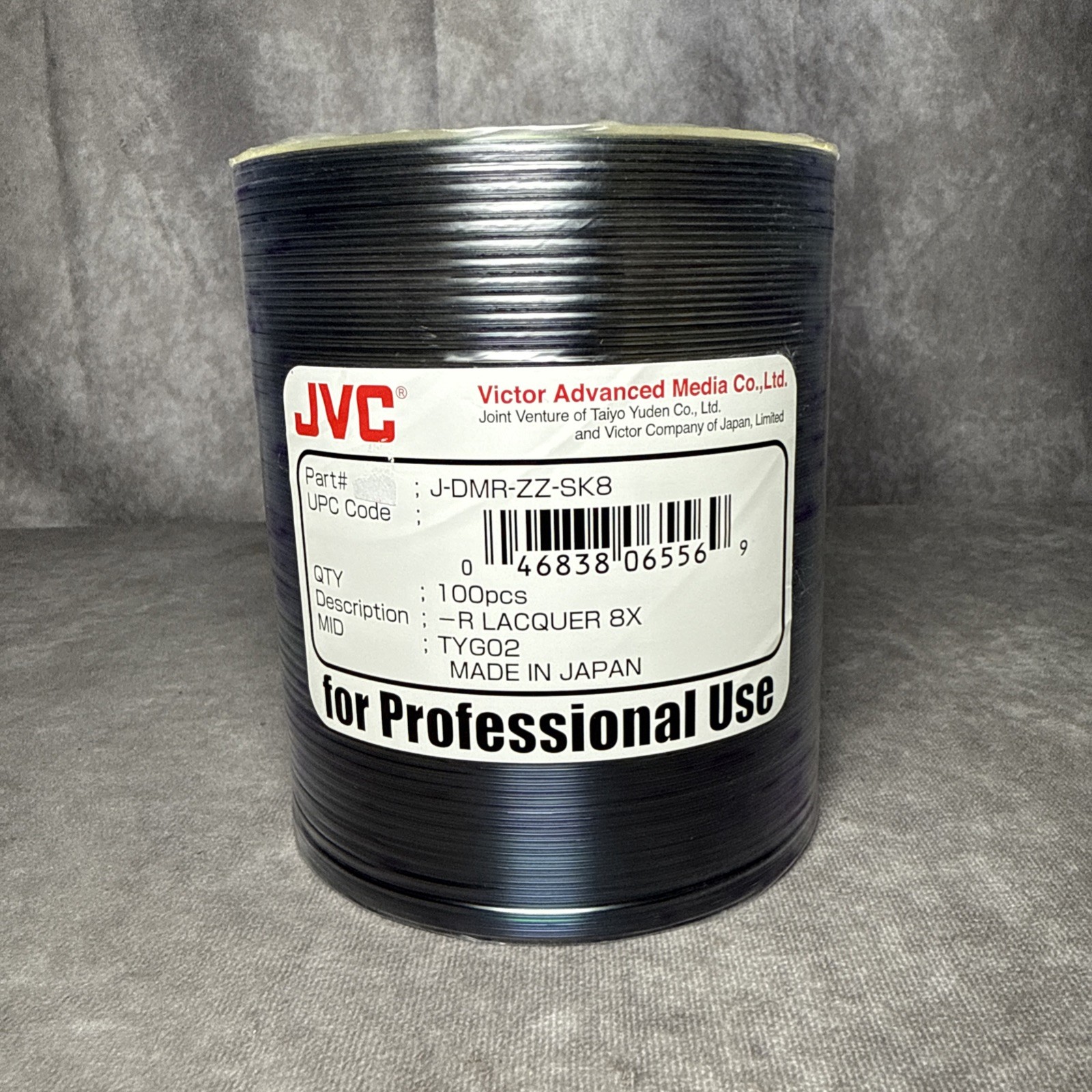 JVC Victor J-DMR-ZZ-SK8 DVD-R 8X Lacquer Recordable Discs 100 Pack Made in Japan