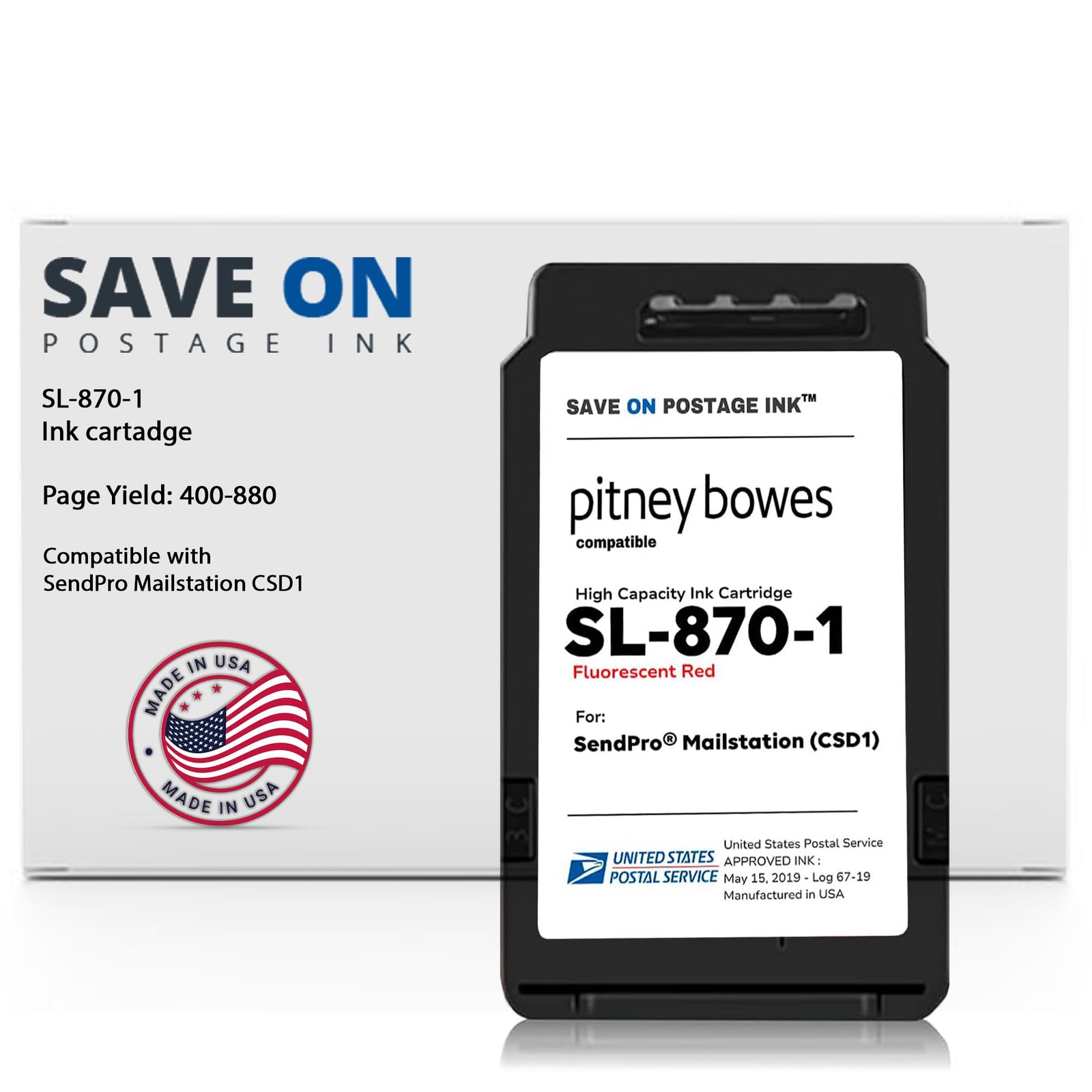 Save On Postage Ink Compatible SL-870-1 Red Ink Cartridge for SendPro