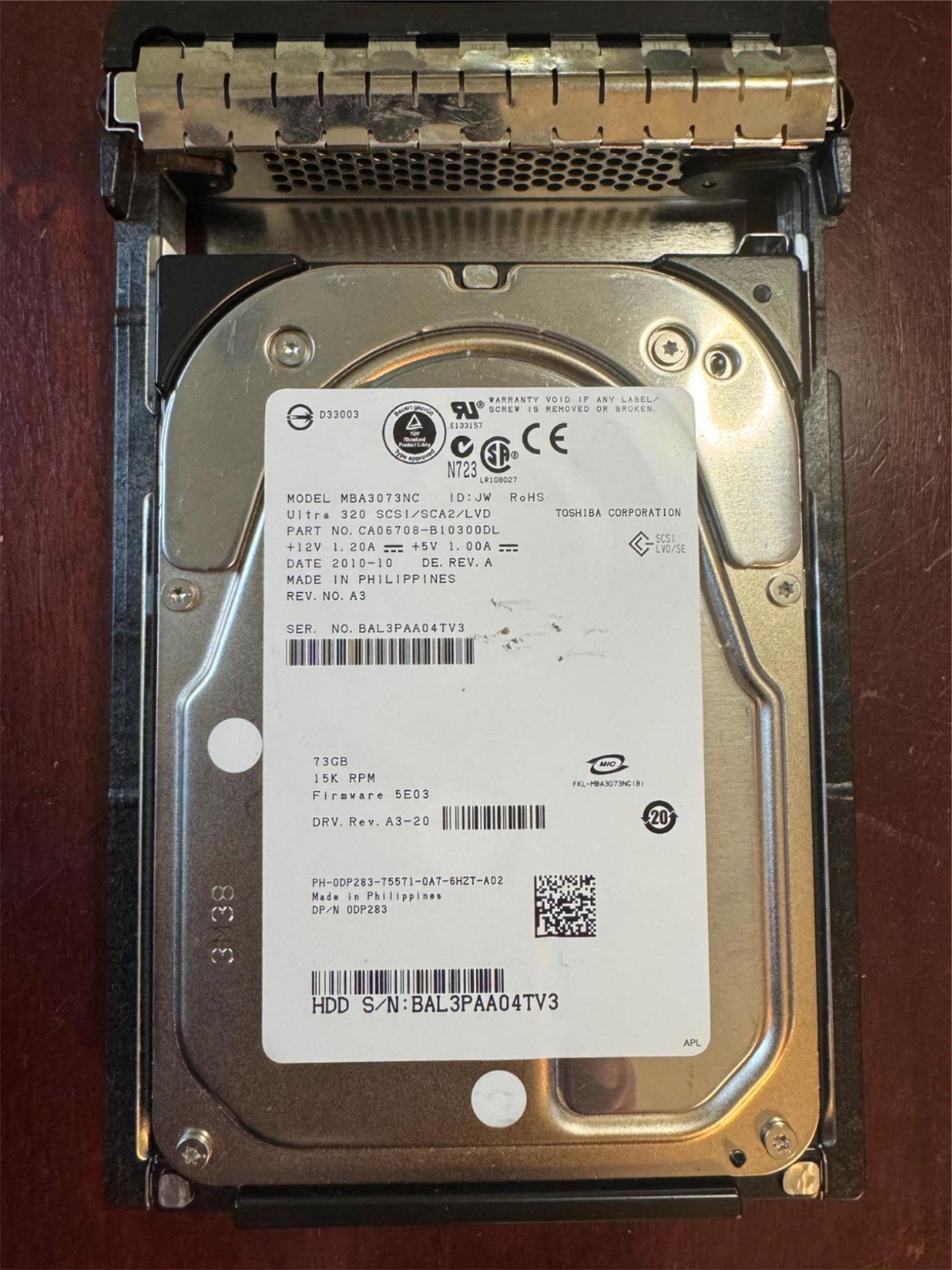 Fujitsu MBA3073NC 3.5-Inch 73GB 80-Pin 15K RPM Hard Drive With Caddy