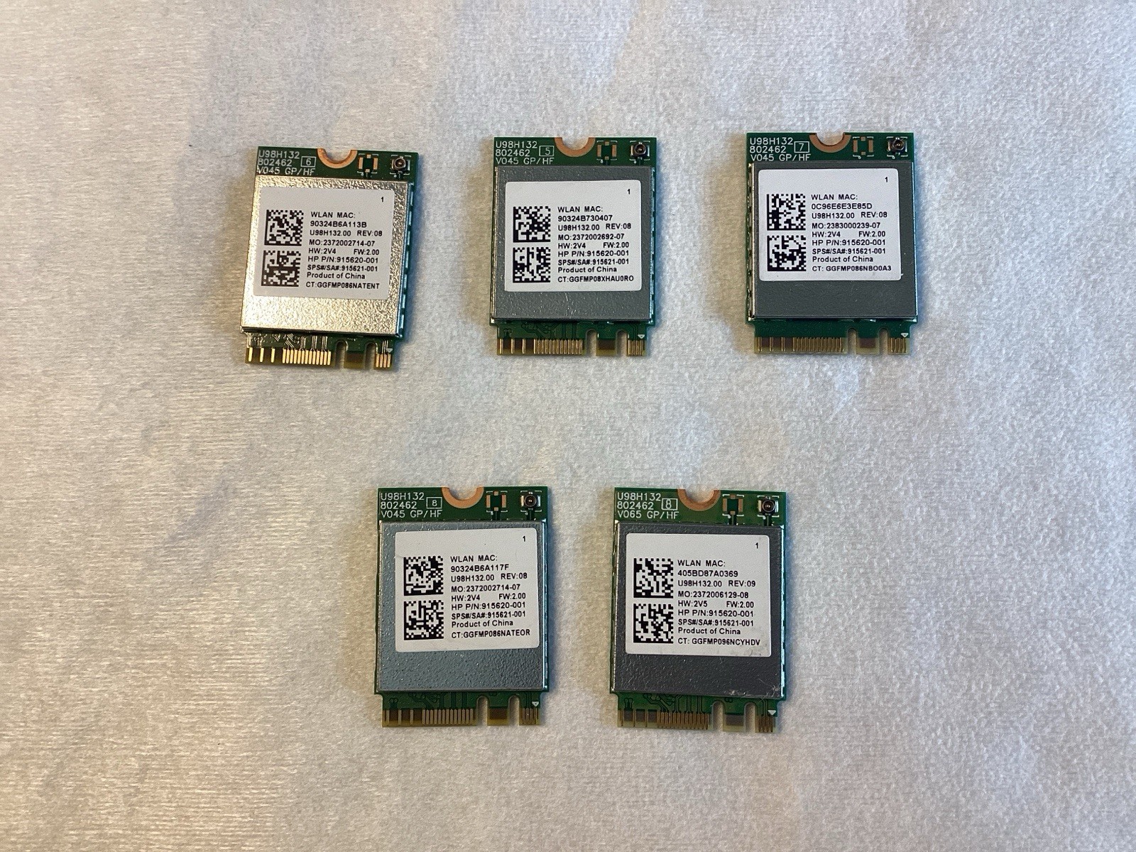 5 x Genuine HP WLAN WiFi AC Bluetooth 4.2 Realtek RTL8821CE 2230 M.2 915621-001