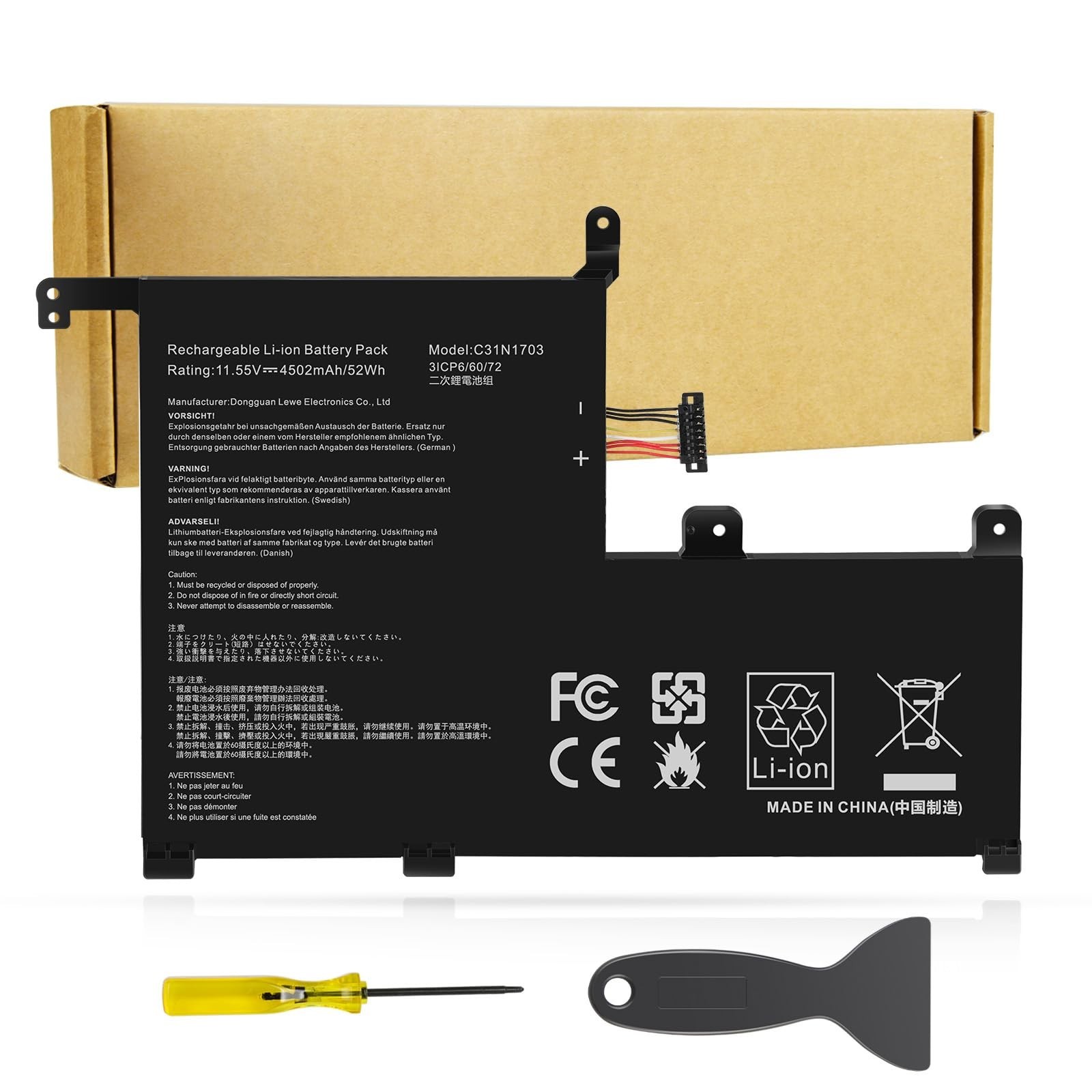 Laptop Battery Replacement for Asus Zenbook Flip UX561U Q525UA Q505UA - High Cap